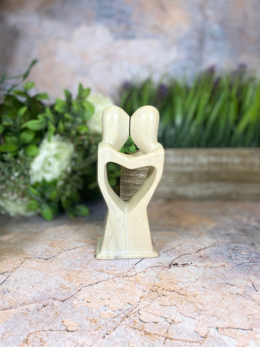 Handcrafted Soapstone Abstract Lovers Statue | Authentic African Tribal Décor 15x7cm