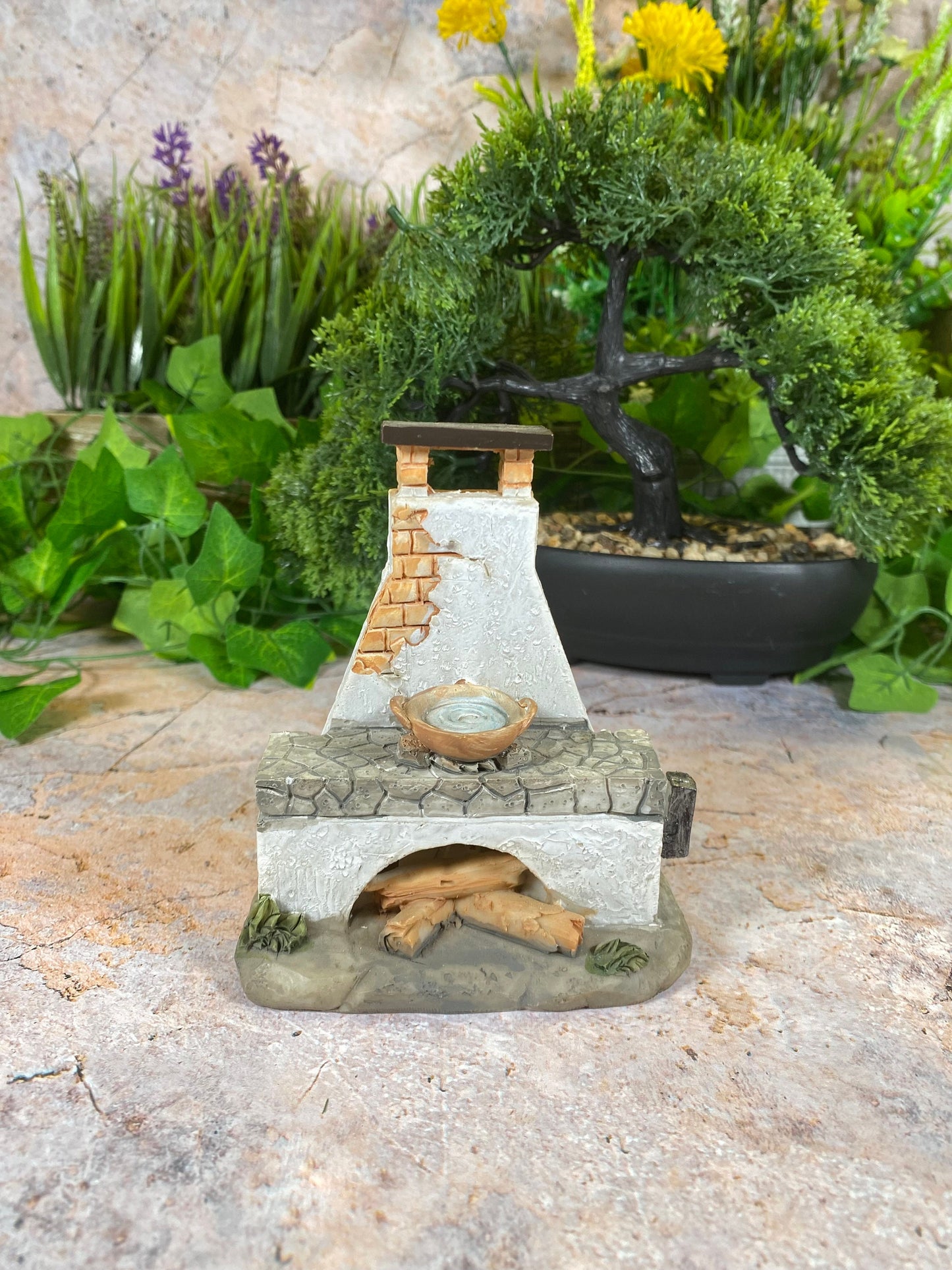 Spanish Outdoor Kitchen Figurine | LED Lit Décor | Rustic Mediterranean Scene | Homely Miniature | 11x10cm-Osiris Craftworks