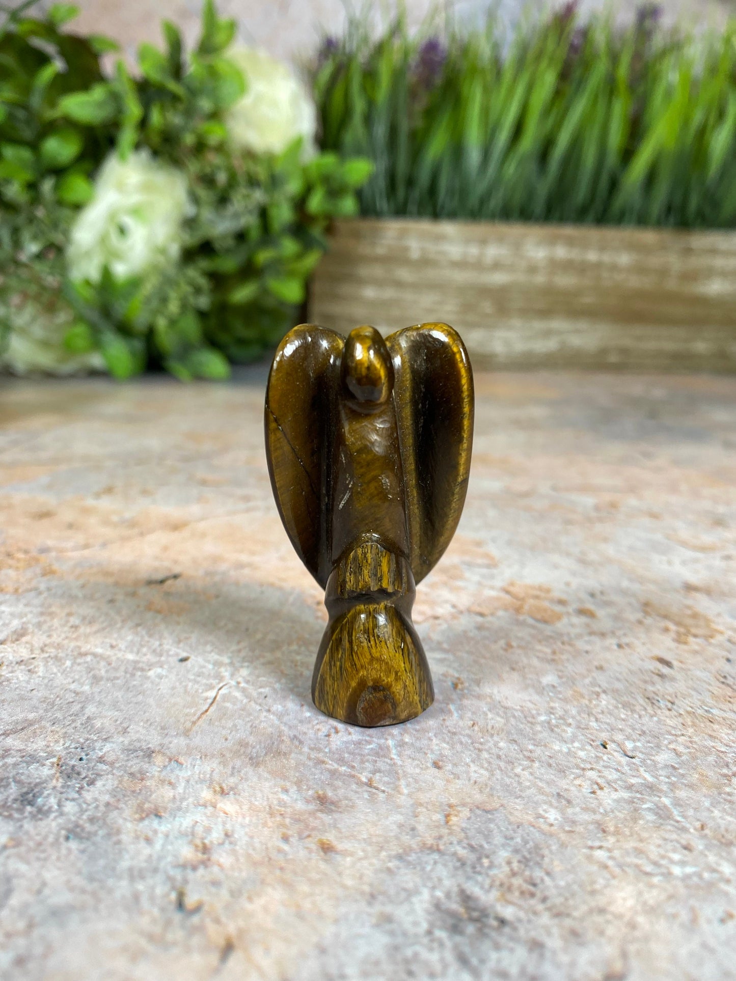 Handcrafted Tiger Eye Angel | Velvet Pouch Included | Unique Crystal Healing Protection 4.5-5.5cm-Osiris Craftworks