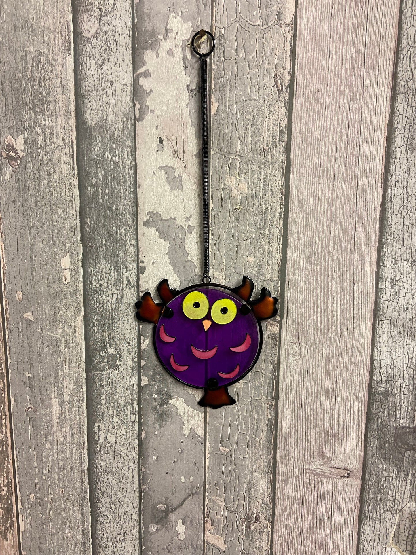 Glow in the Dark Owl  | Spooky Halloween Decor | Handmade Metal & Glass | Enchanting Nighttime Display | 34cm x 13.5cm