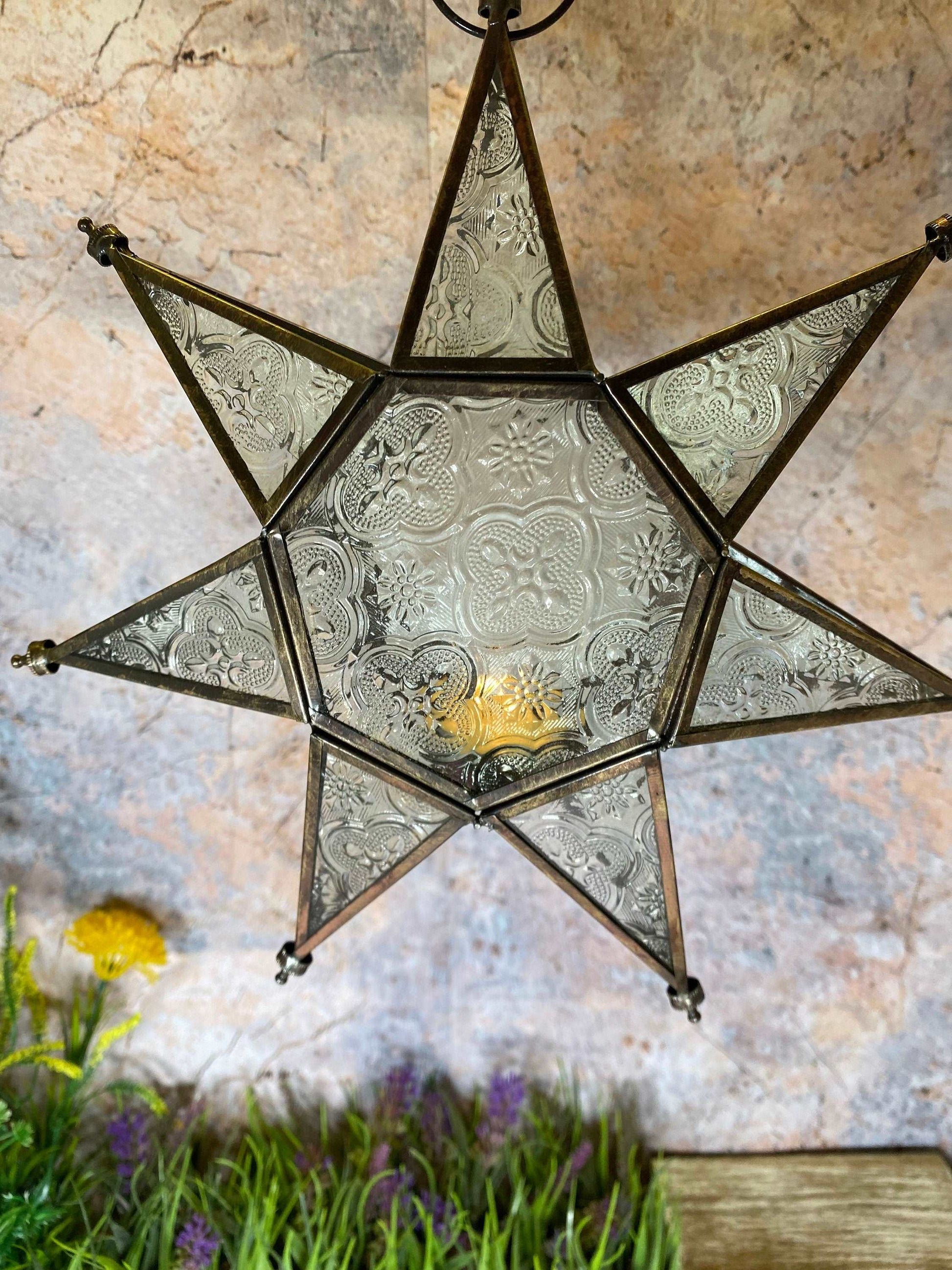 Antique Effect Moroccan Style Lantern Star Tea Light Candle Holder Ornament Home Decoration