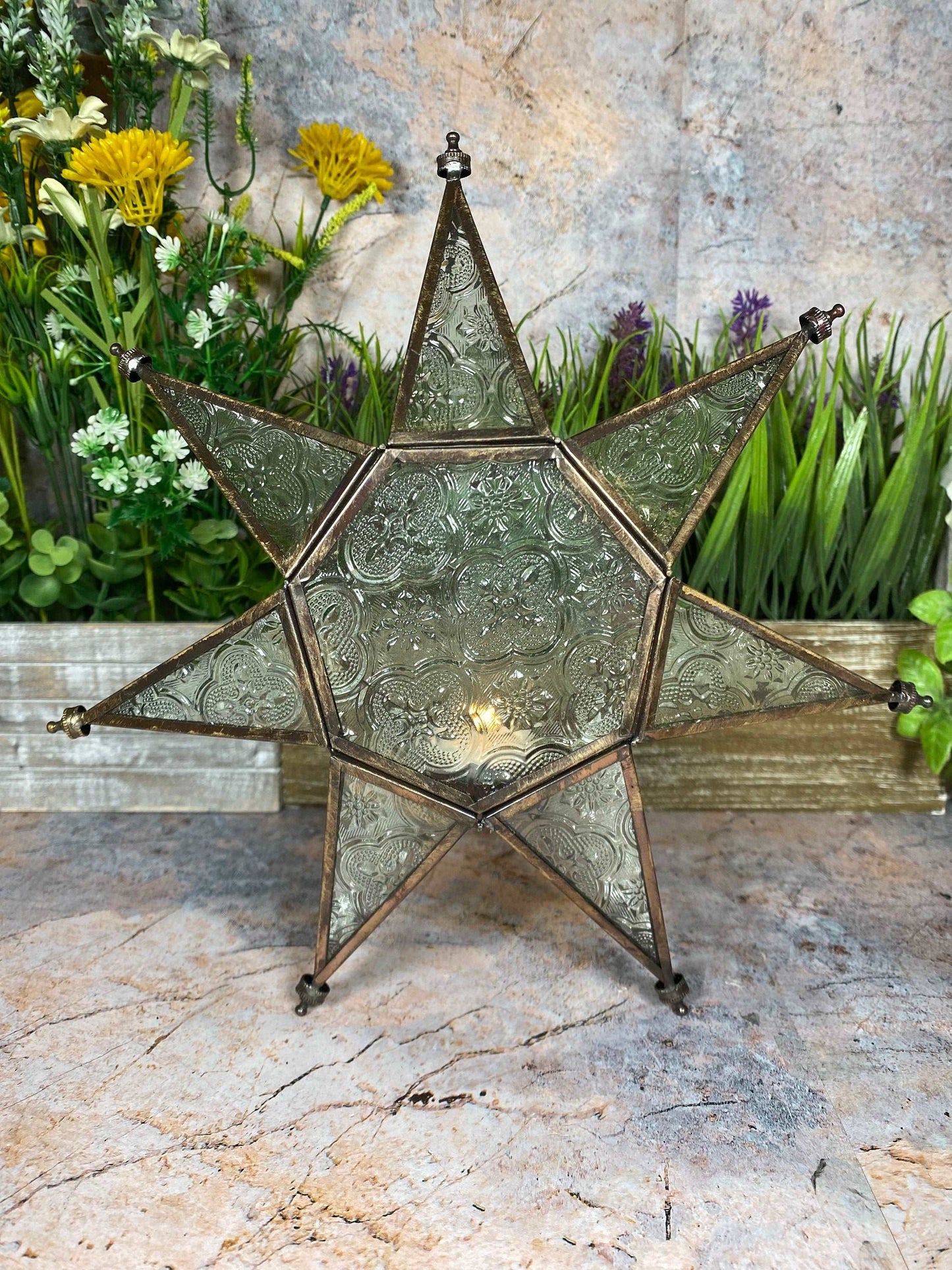 Antique Effect Moroccan Style Lantern Star Tea Light Candle Holder Ornament Home Decoration