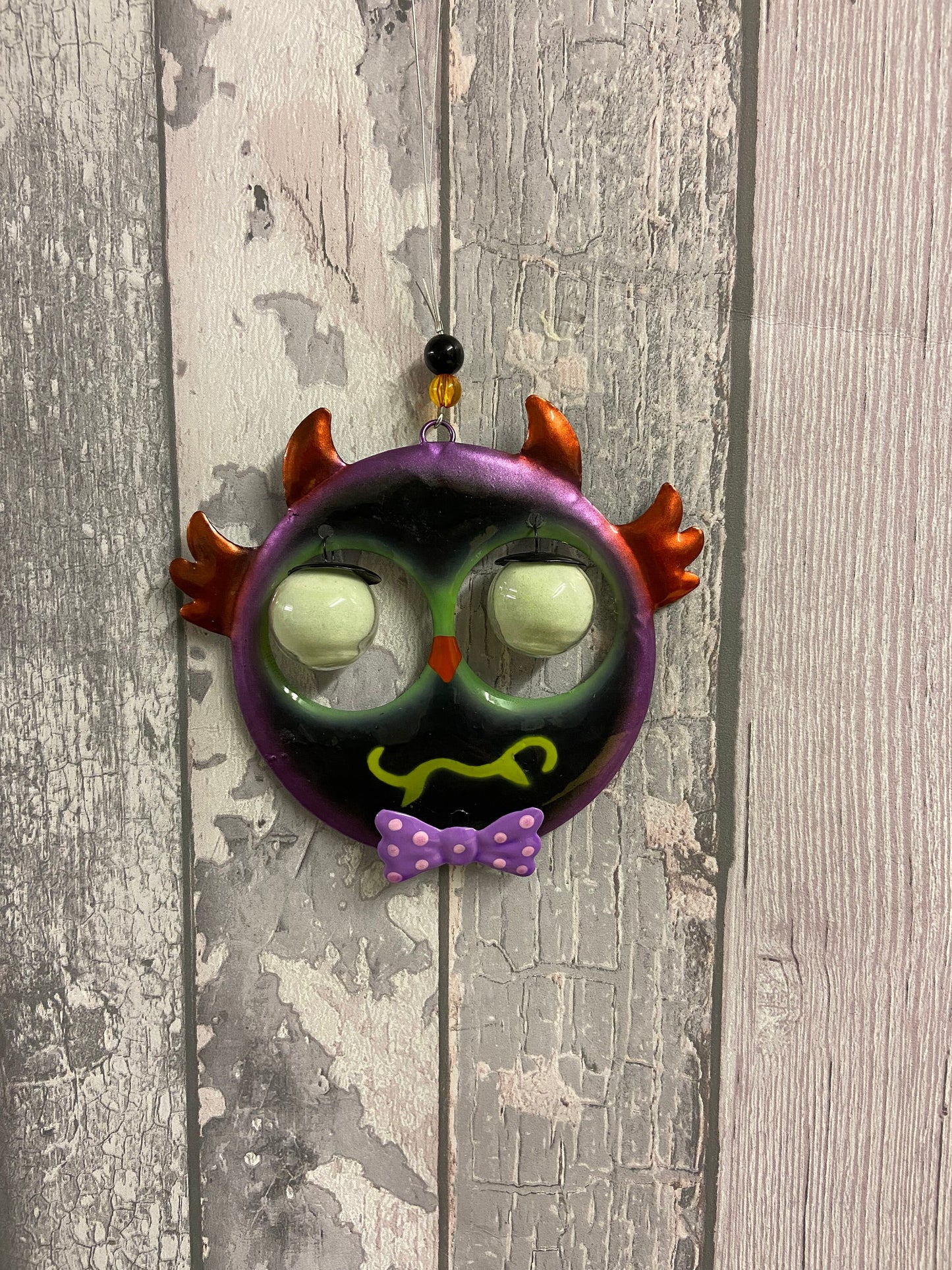 Glow in the Dark Metal & Glass Wall Hanging | Unique Owl Design | Decorative Home Accent | 25 x 12cm-Osiris Craftworks