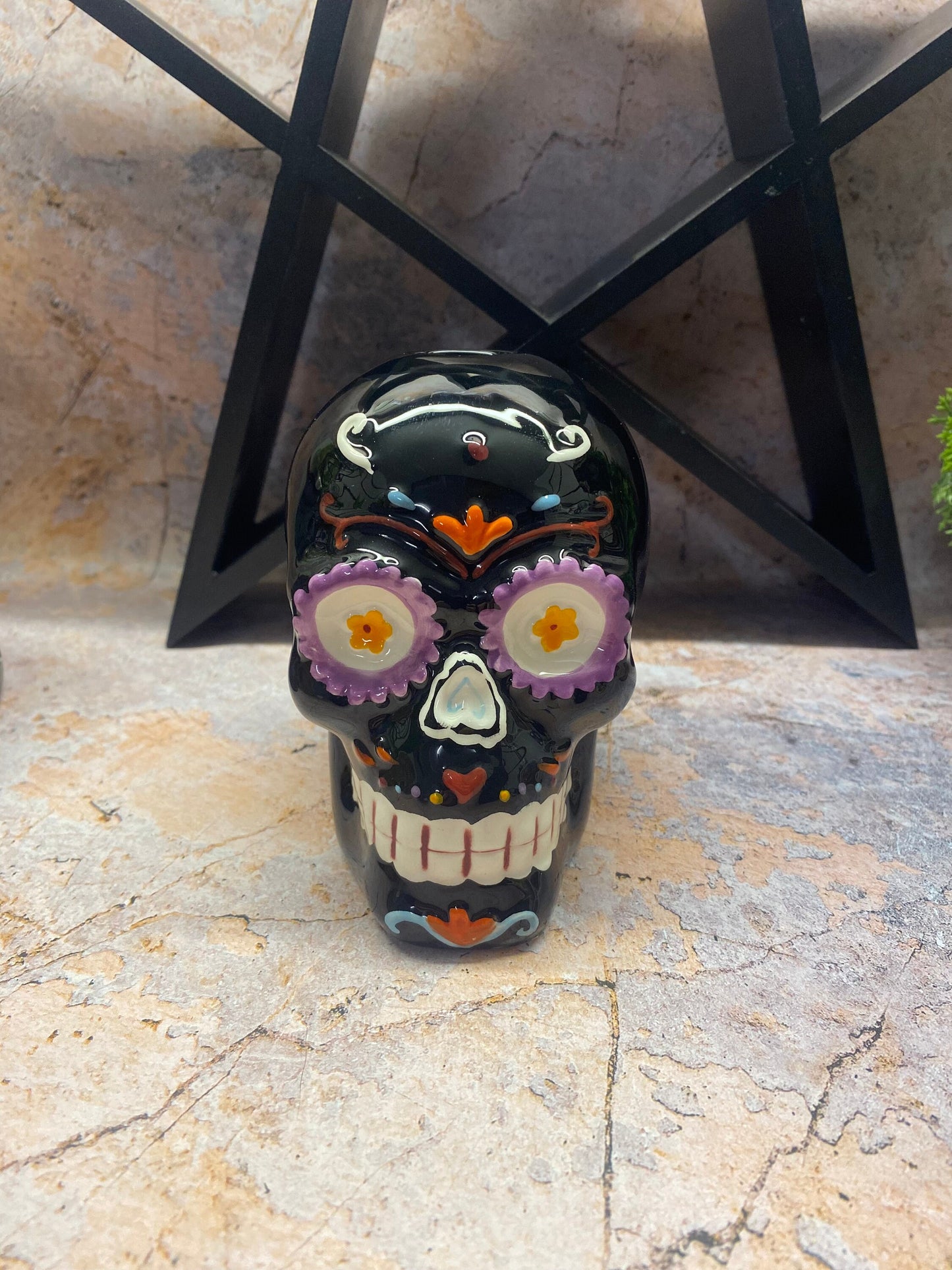 Handcrafted Resin Skull Candle Holder | Unique Day of the Dead Décor | 11x10cm Decorative Candle Accessory-Osiris Craftworks