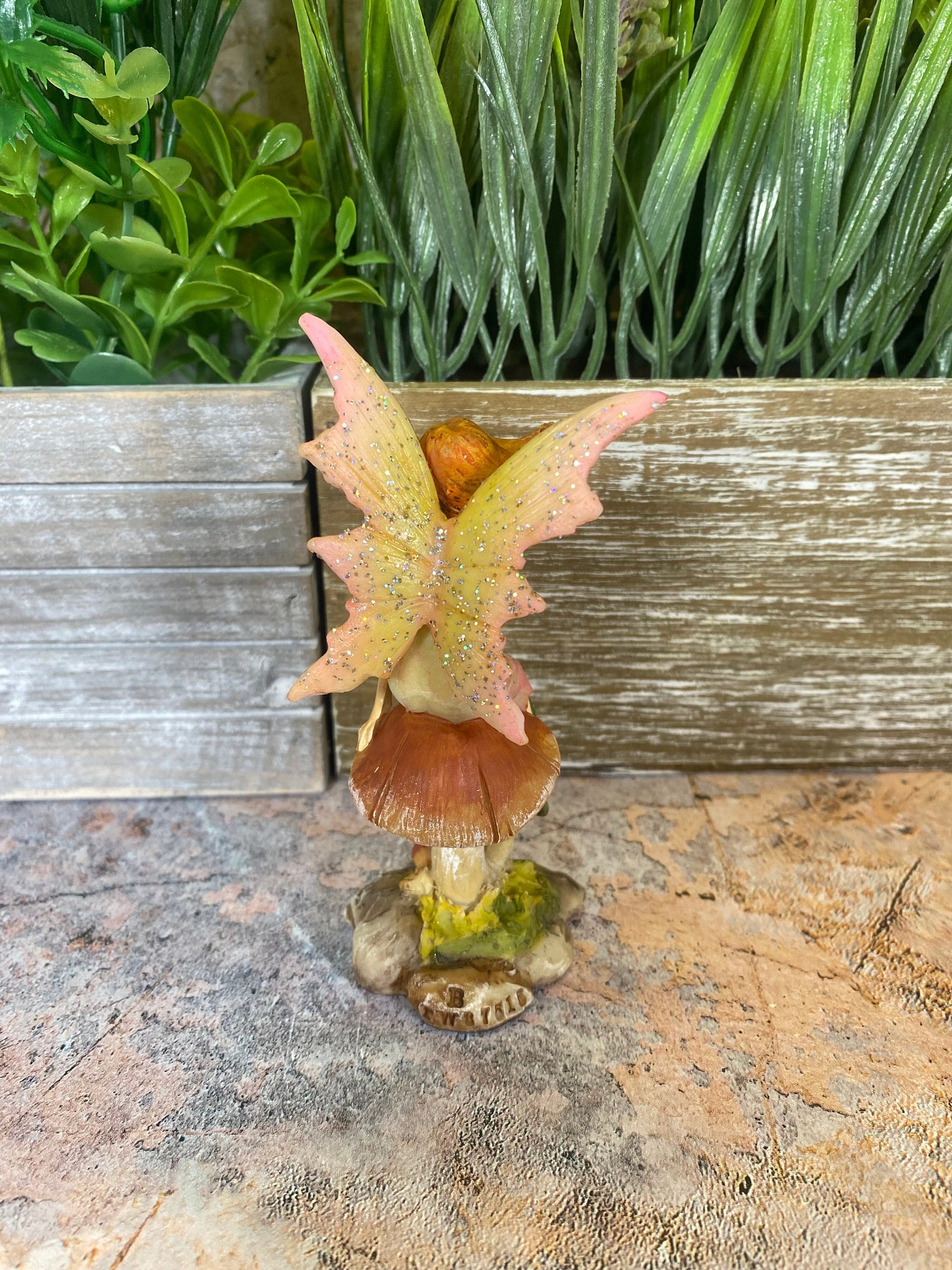 Magical Resin Fairy Figurine - Sparkling Wings & Mushroom Detail - 11x5cm - Whimsical Garden or Home Decor - Fantasy Lover Gift-Osiris Craftworks