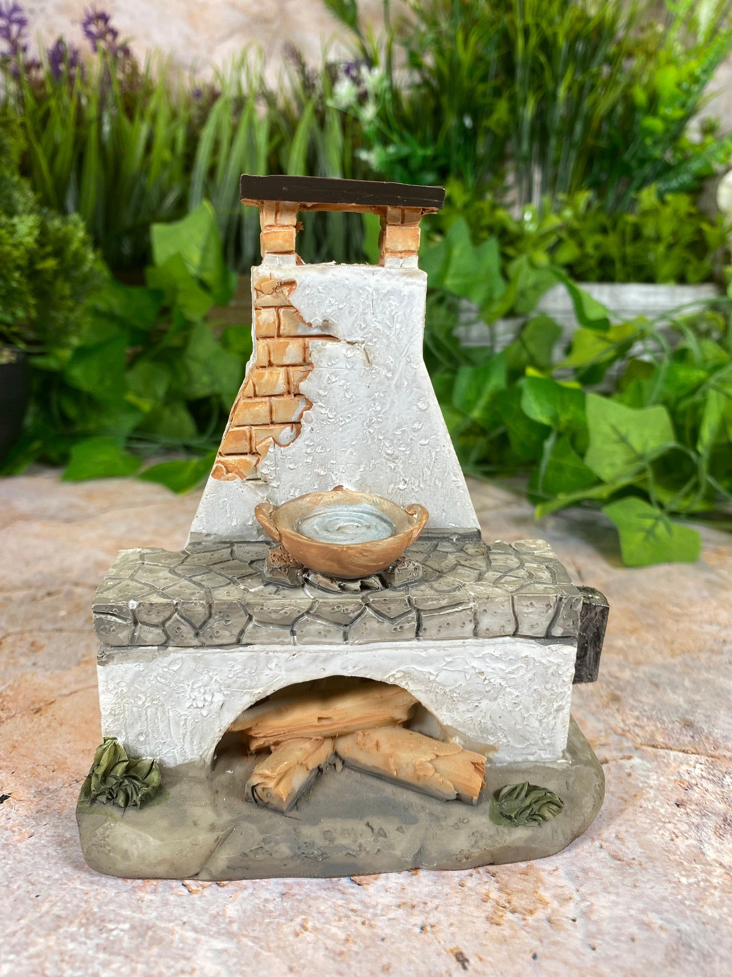 Spanish Outdoor Kitchen Figurine | LED Lit Décor | Rustic Mediterranean Scene | Homely Miniature | 11x10cm-Osiris Craftworks