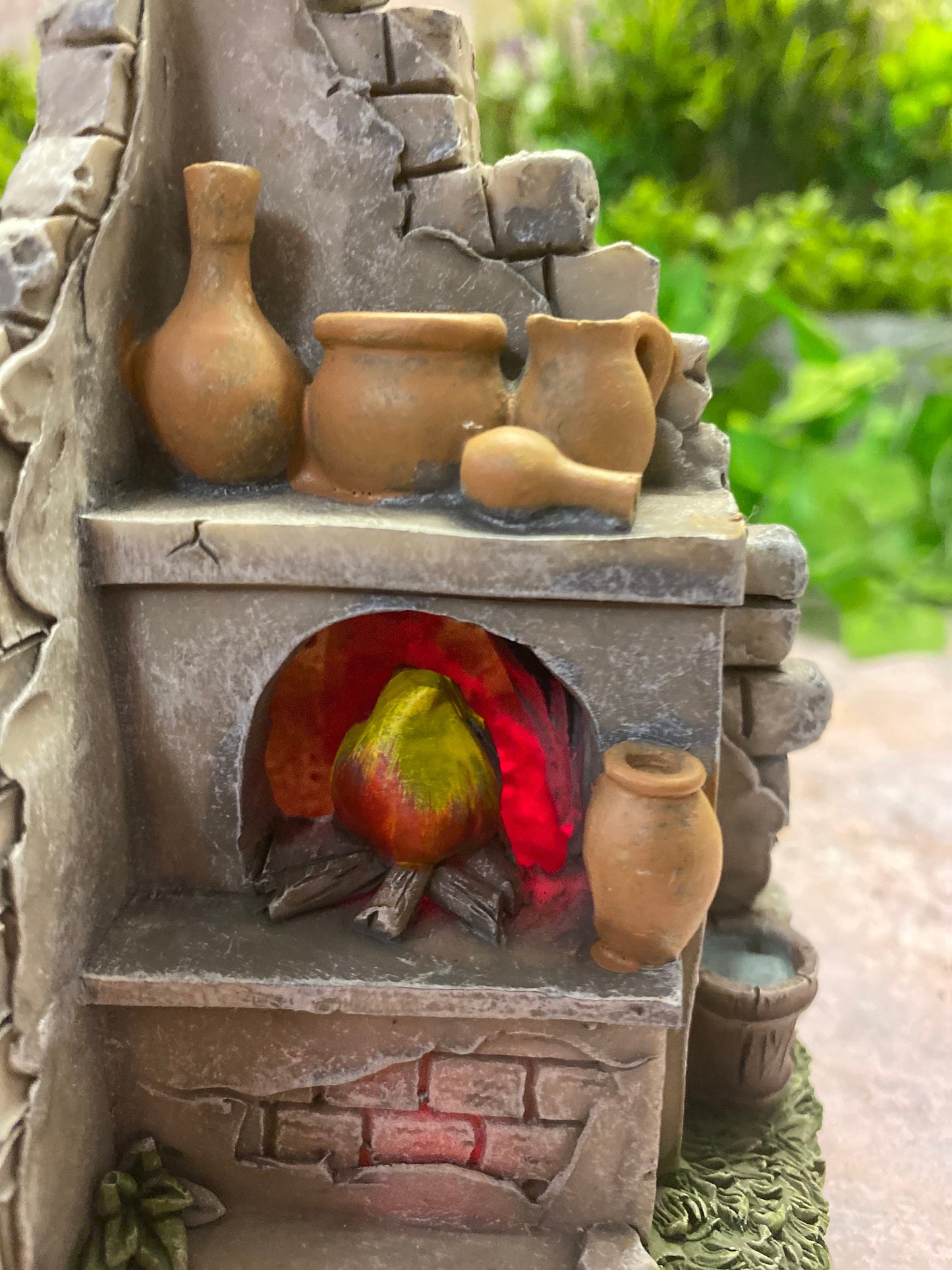 Spanish Outdoor Kitchen Figurine | LED Lit Décor | Rustic Mediterranean Scene | Homely Miniature | 13x7cm-Osiris Craftworks