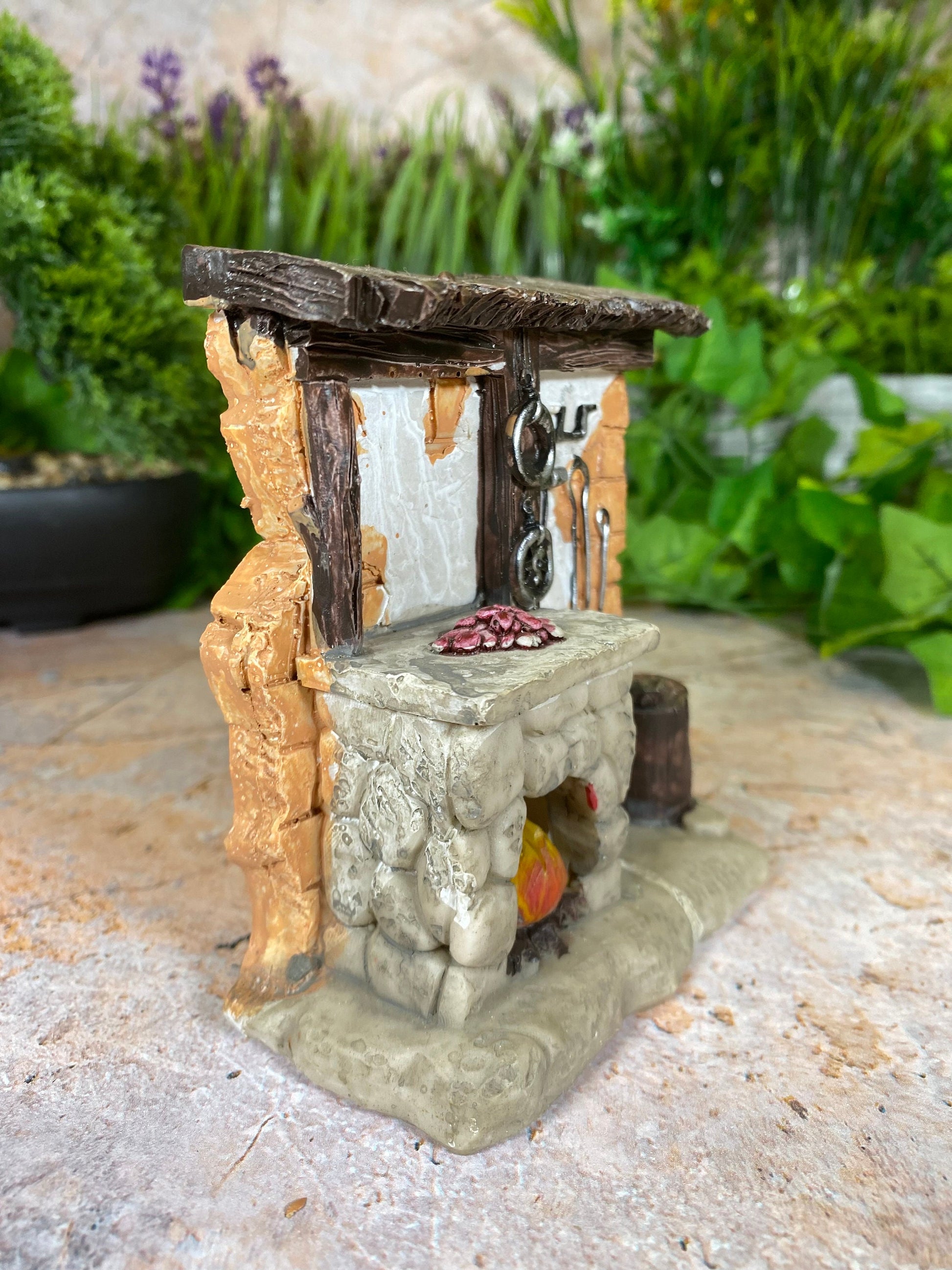 Spanish Outdoor Kitchen | LED Lit Figurine | Rustic Mediterranean Décor | Homely Spanish Scene | 11x9cm-Osiris Craftworks