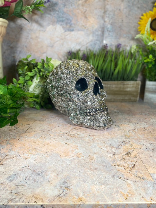 Vintage Large Gothic Skull | Mirrored Finish | Resin Masterpiece | Reflective Decor Statement | 18x26cm-Osiris Craftworks