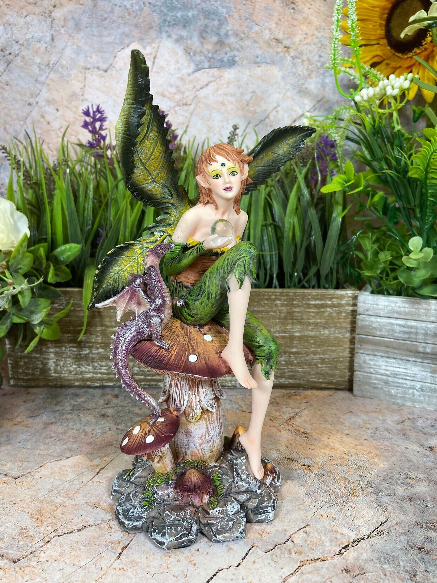 Enchanted Forest Fairy and Dragon Statue | Hand-Painted Resin Figurine | Mystical Decor | Fantasy Collectible | Boxed Gift-Osiris Craftworks