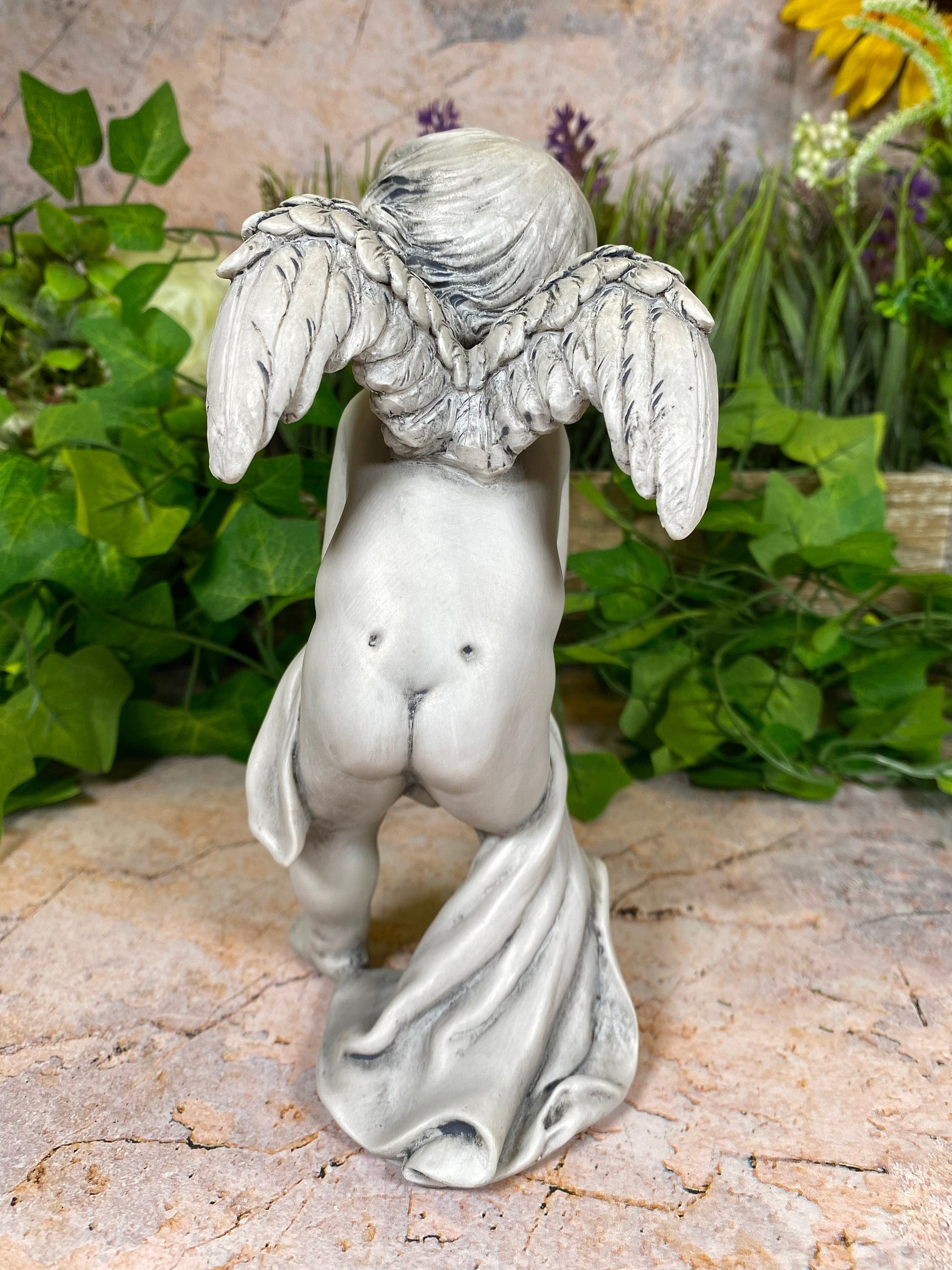 Cherubic Angel Figurine | Resin Statue Indoor/Outdoor Garden Decor | Classic Cherub Sculpture | Boxed Angelic Ornament-Osiris Craftworks