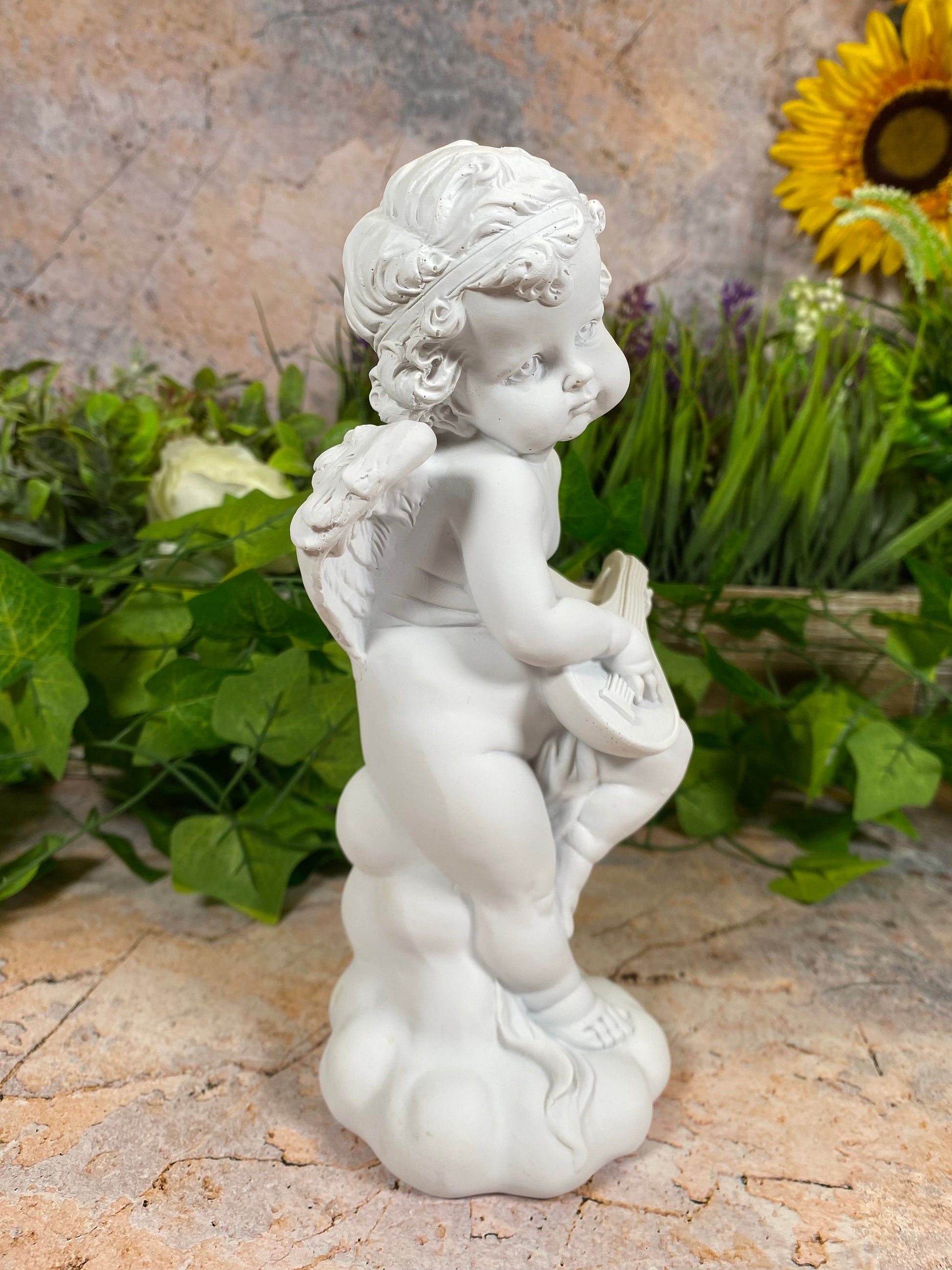 Cherubic Resin Angel Statue with Golden Accents, Whimsical Decorative Figurine - Boxed and Gift-Ready-Osiris Craftworks