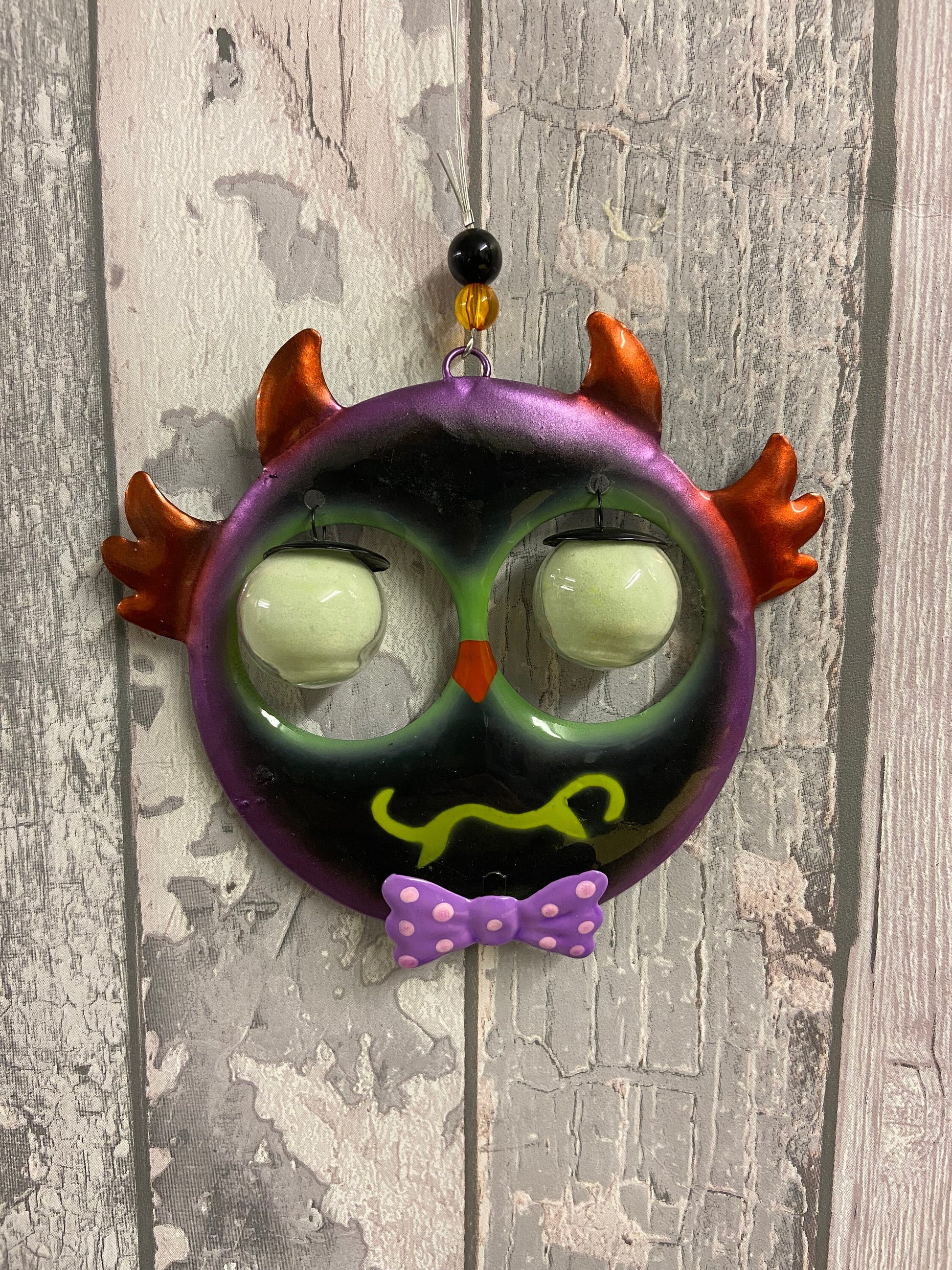 Glow in the Dark Metal & Glass Wall Hanging | Unique Owl Design | Decorative Home Accent | 25 x 12cm-Osiris Craftworks