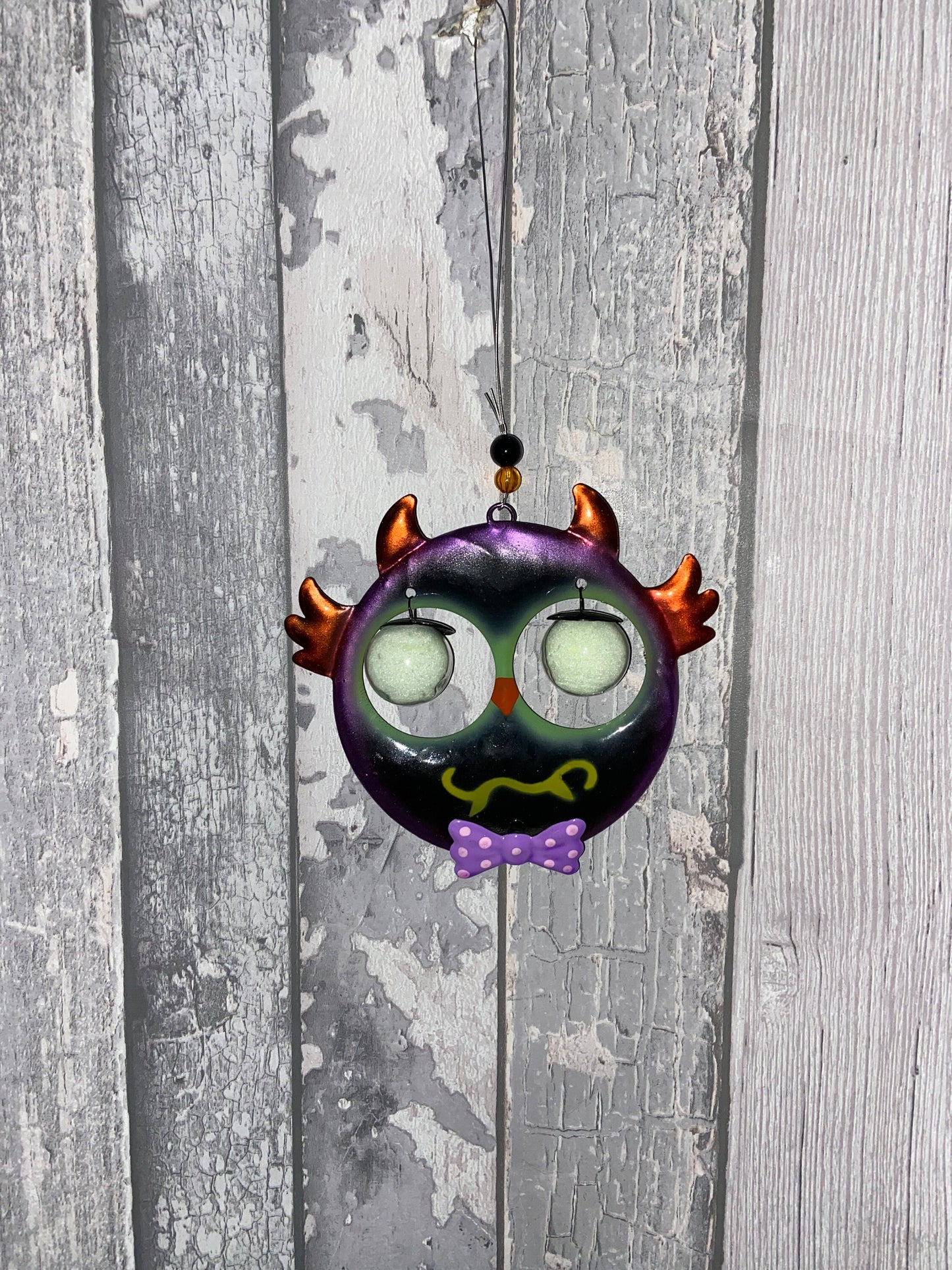 Glow in the Dark Metal & Glass Wall Hanging | Unique Owl Design | Decorative Home Accent | 25 x 12cm-Osiris Craftworks