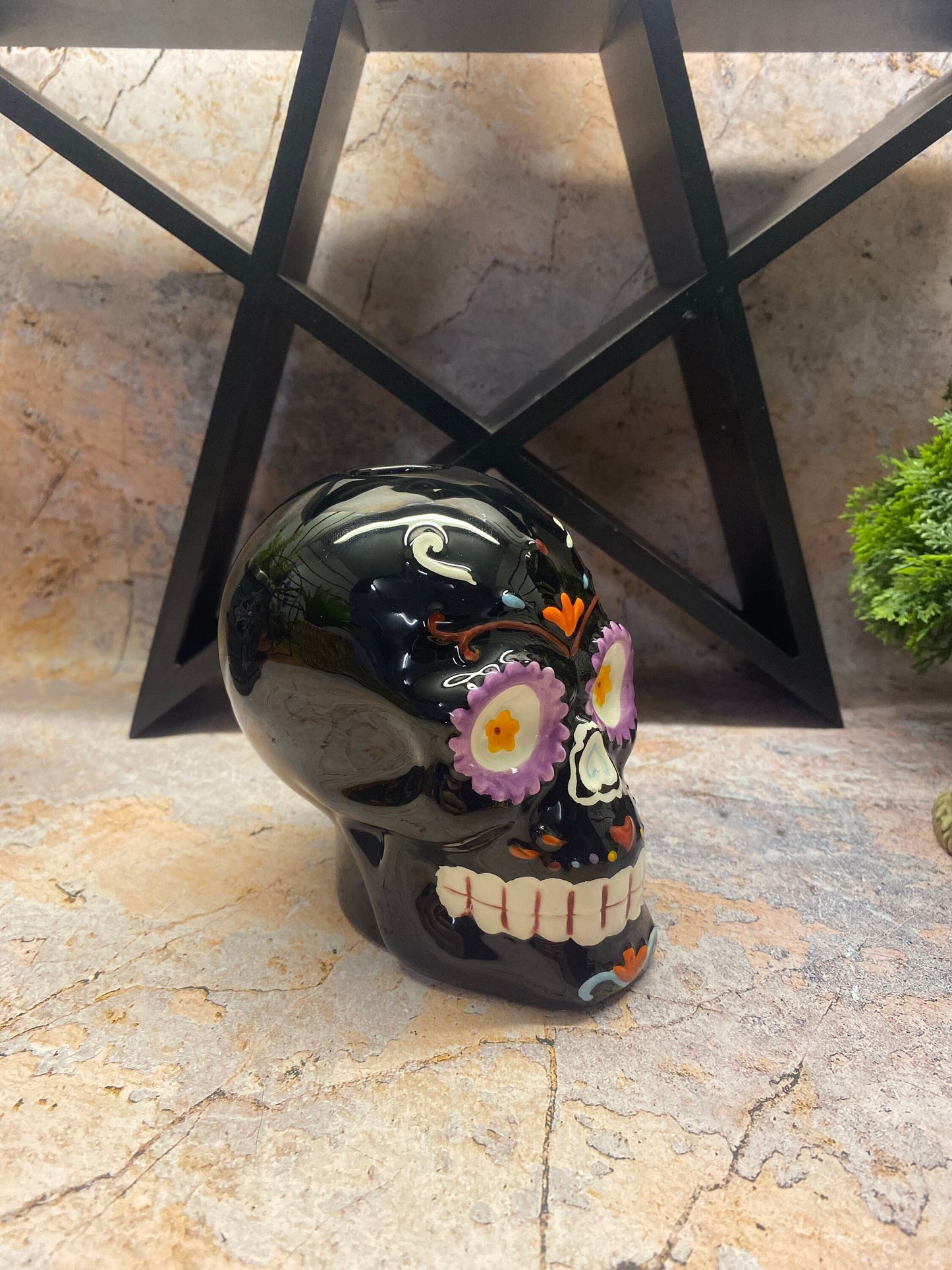 Handcrafted Resin Skull Candle Holder | Unique Day of the Dead Décor | 11x10cm Decorative Candle Accessory-Osiris Craftworks