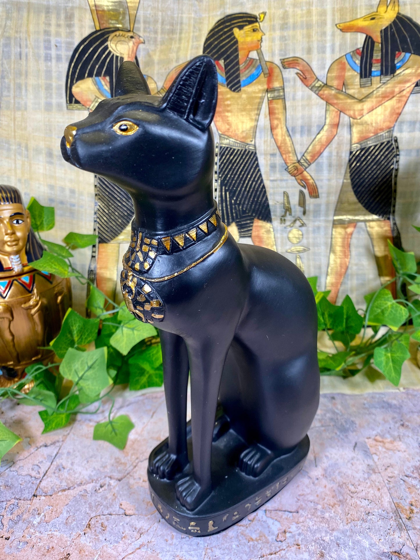 Egyptian Bastet Cat Statue, Resin Goddess Figurine,  Ancient Deity, Protective Home Amulet, Mystical Egyptian Decor, Cultural Art Piece