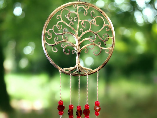 Tree of Life Metal Wind Chime with Harmonic Bells Handcrafted Spiritual Chime, Rustic Garden Decor, Meditative Outdoor Art-Osiris Craftworks