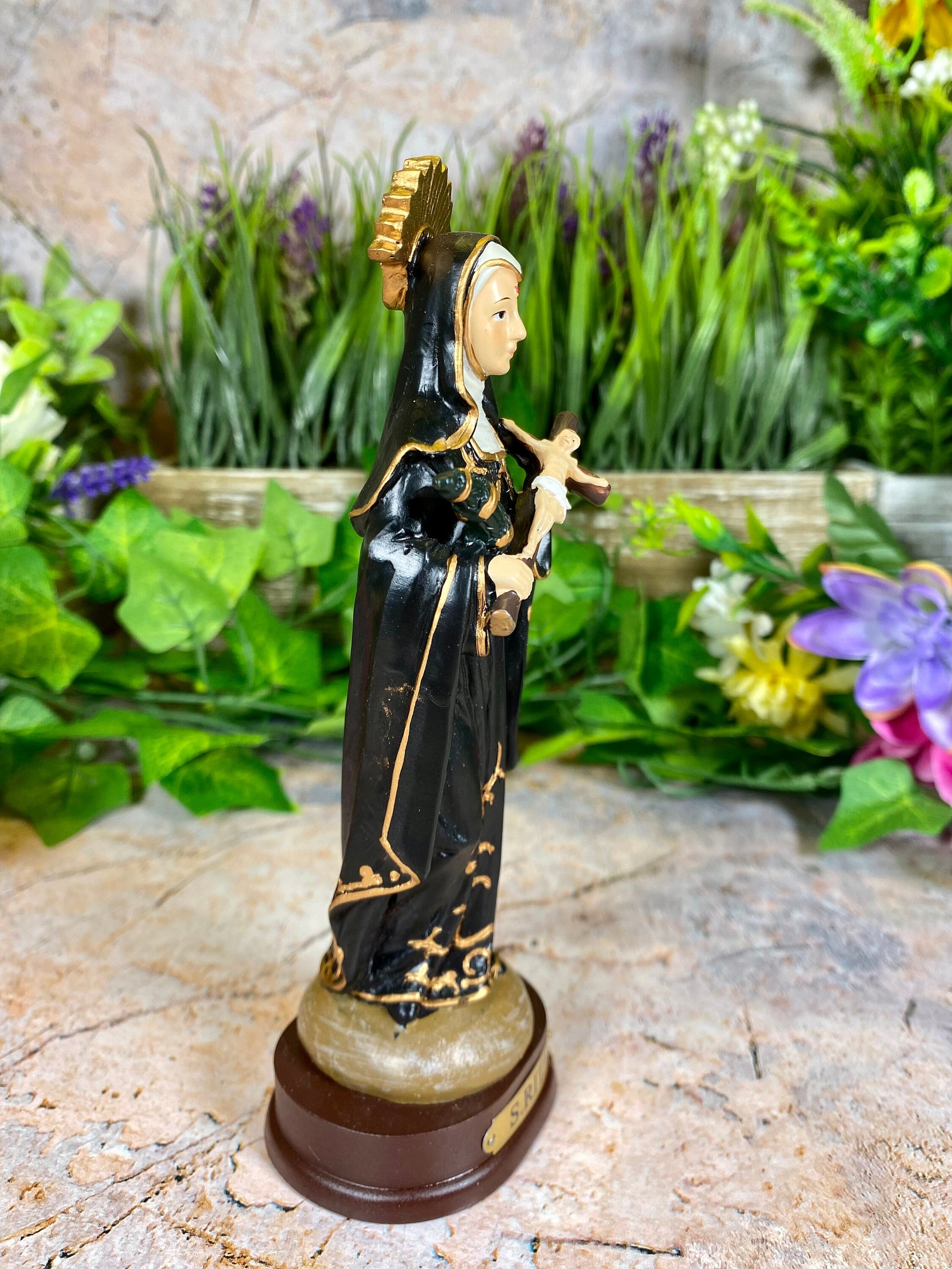 Saint Rita of Cascia Resin Statue, Patron Saint of Impossible Causes, Handcrafted Religious Figurine, Spiritual Decor, Christian Art-Osiris Craftworks