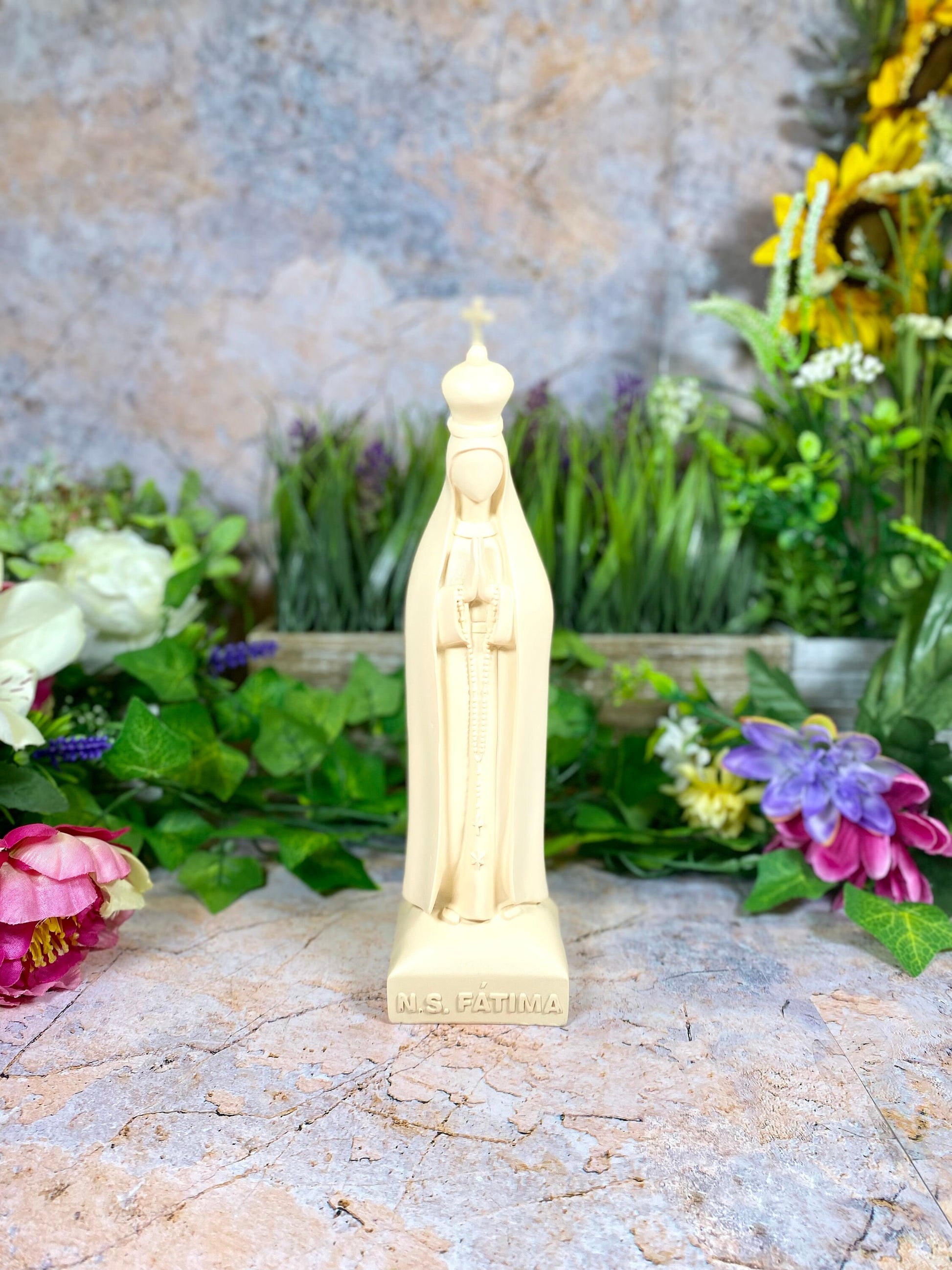 Our Lady of Fatima Resin Statue, Elegant Marian Figurine, Serene Religious Decor, Christian Icon, Blessed Virgin Mary Sculpture-Osiris Craftworks