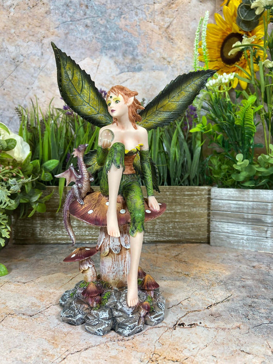 Enchanted Forest Fairy and Dragon Statue | Hand-Painted Resin Figurine | Mystical Decor | Fantasy Collectible | Boxed Gift-Osiris Craftworks