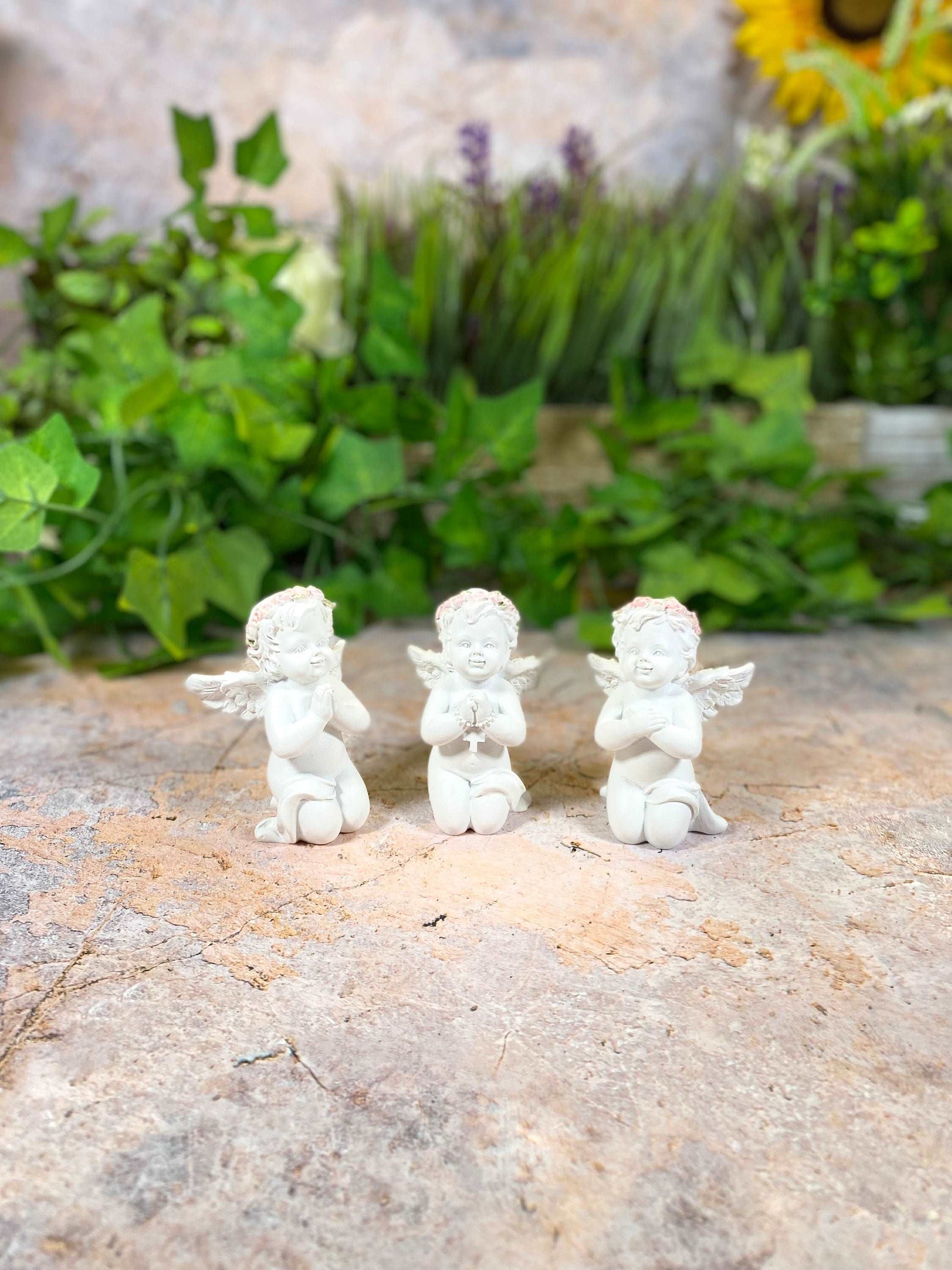 Adorable Cherub Figurines Set of 3 | Resin Angel Statues | Prayerful Cherubim Decor | Boxed Angelic Trio | Spiritual Gift Collection-Osiris Craftworks