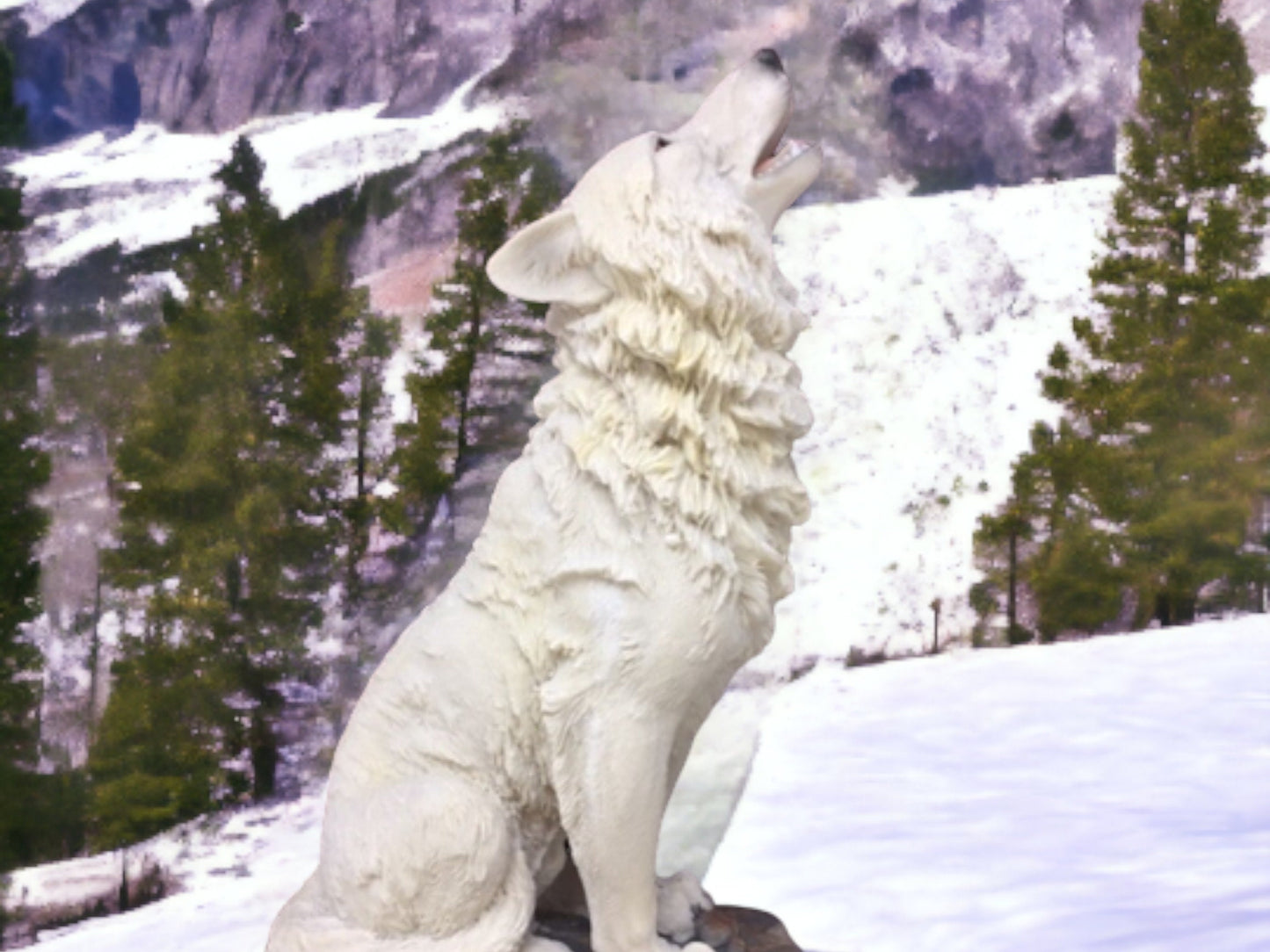 Statue majestueuse en résine de loup hurlant, sculpture canine réaliste, décoration d'intérieur inspirée de la nature, objet de collection d'art animalier, cadeau pour les amoureux des animaux