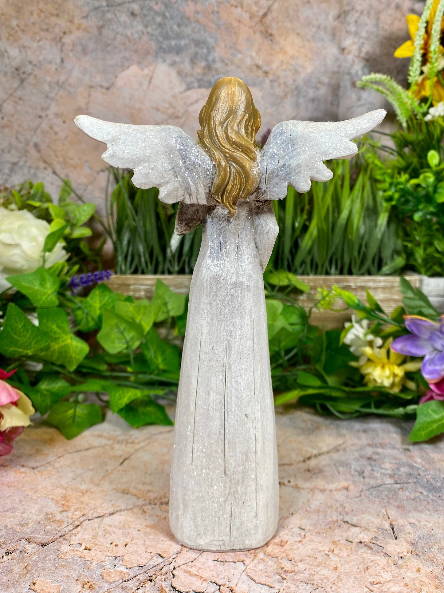 Glittering Guardian Angel Resin Figurine, Sparkling Angelic Statue, Protector and Guide, Spiritual Home Decor, Blessing Gift-Osiris Craftworks