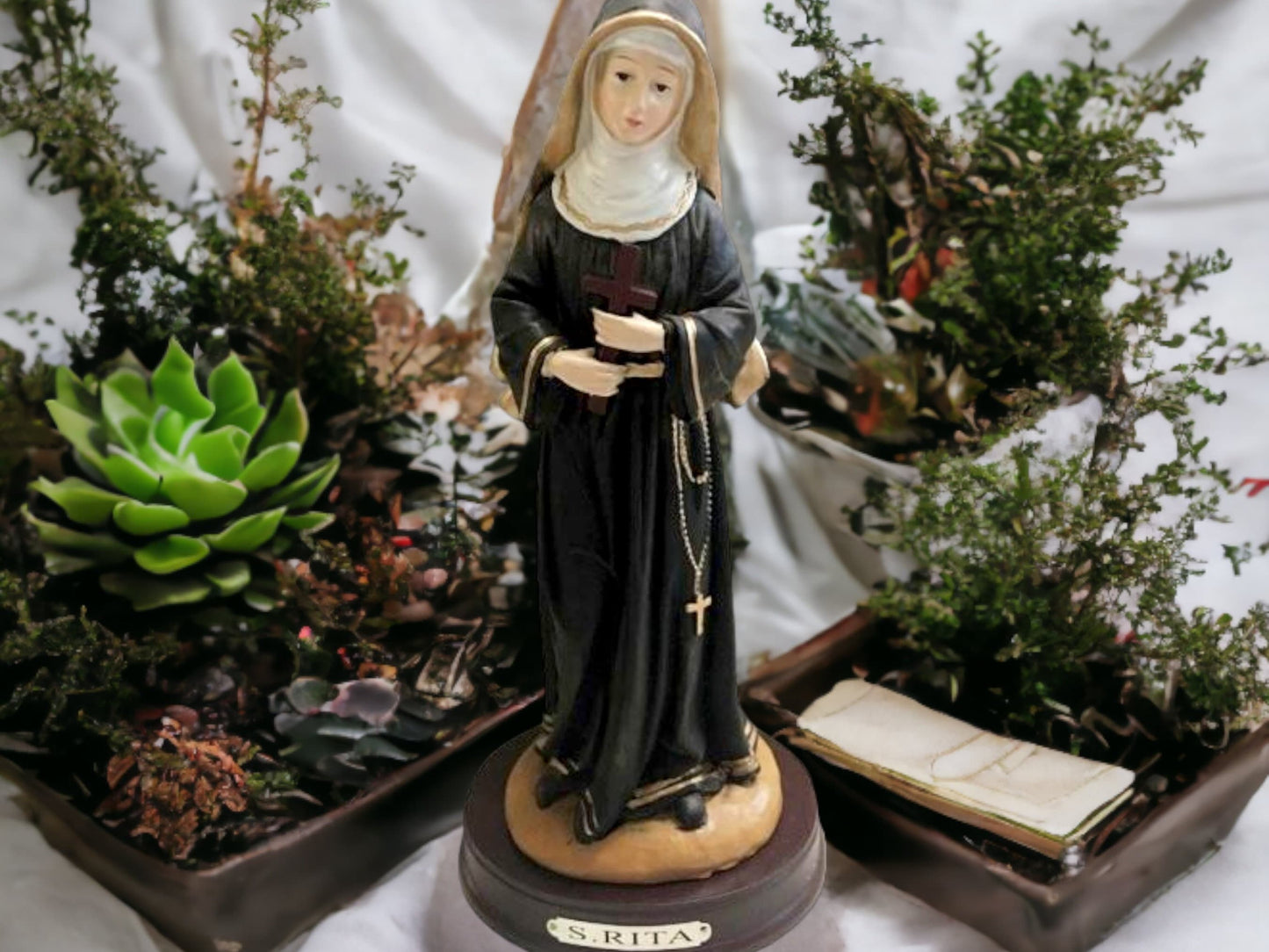 Saint Rita of Cascia Resin Statue, Patron Saint of Lost Causes, Detailed Religious Figurine, Inspirational Christian Art, Spiritual Decor-Osiris Craftworks