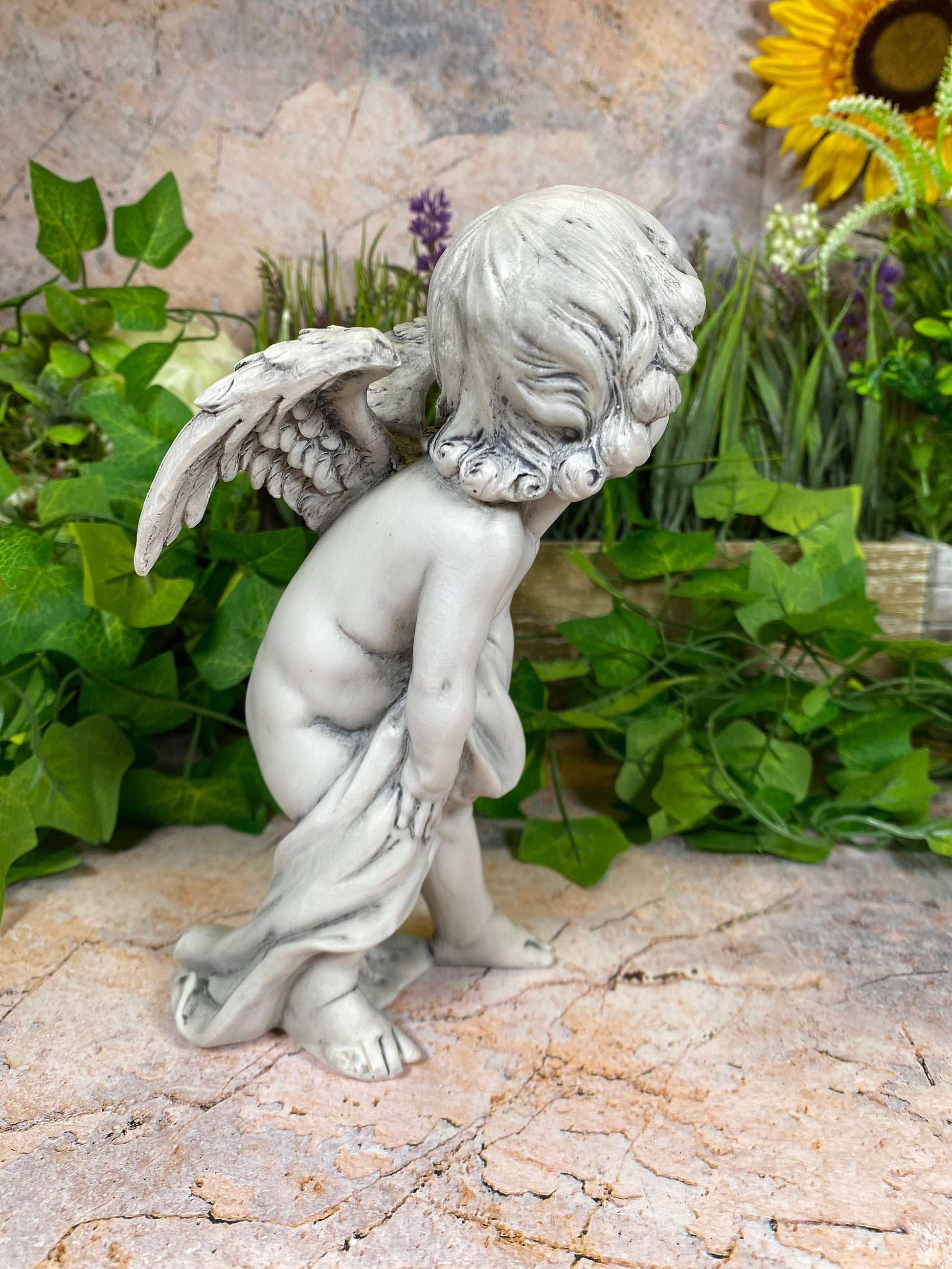 Cherubic Angel Figurine | Resin Statue Indoor/Outdoor Garden Decor | Classic Cherub Sculpture | Boxed Angelic Ornament-Osiris Craftworks