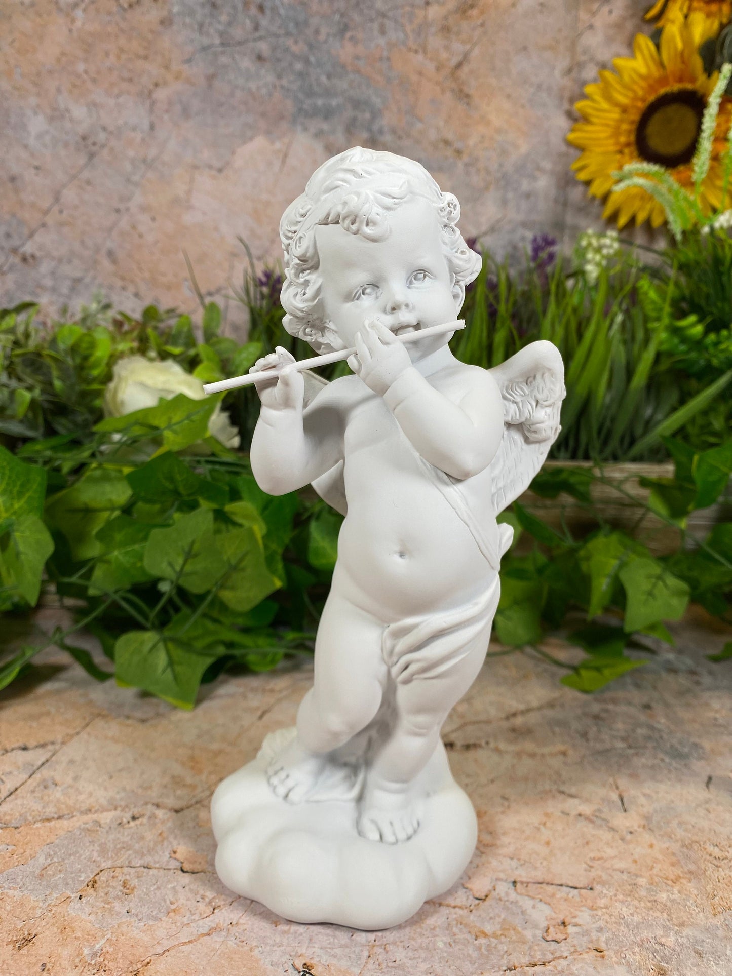 Musical Cherub Resin Statue - Angelic Flute Player Figurine - Inspirational Home Decor - Elegantly Boxed for Gifting-Osiris Craftworks