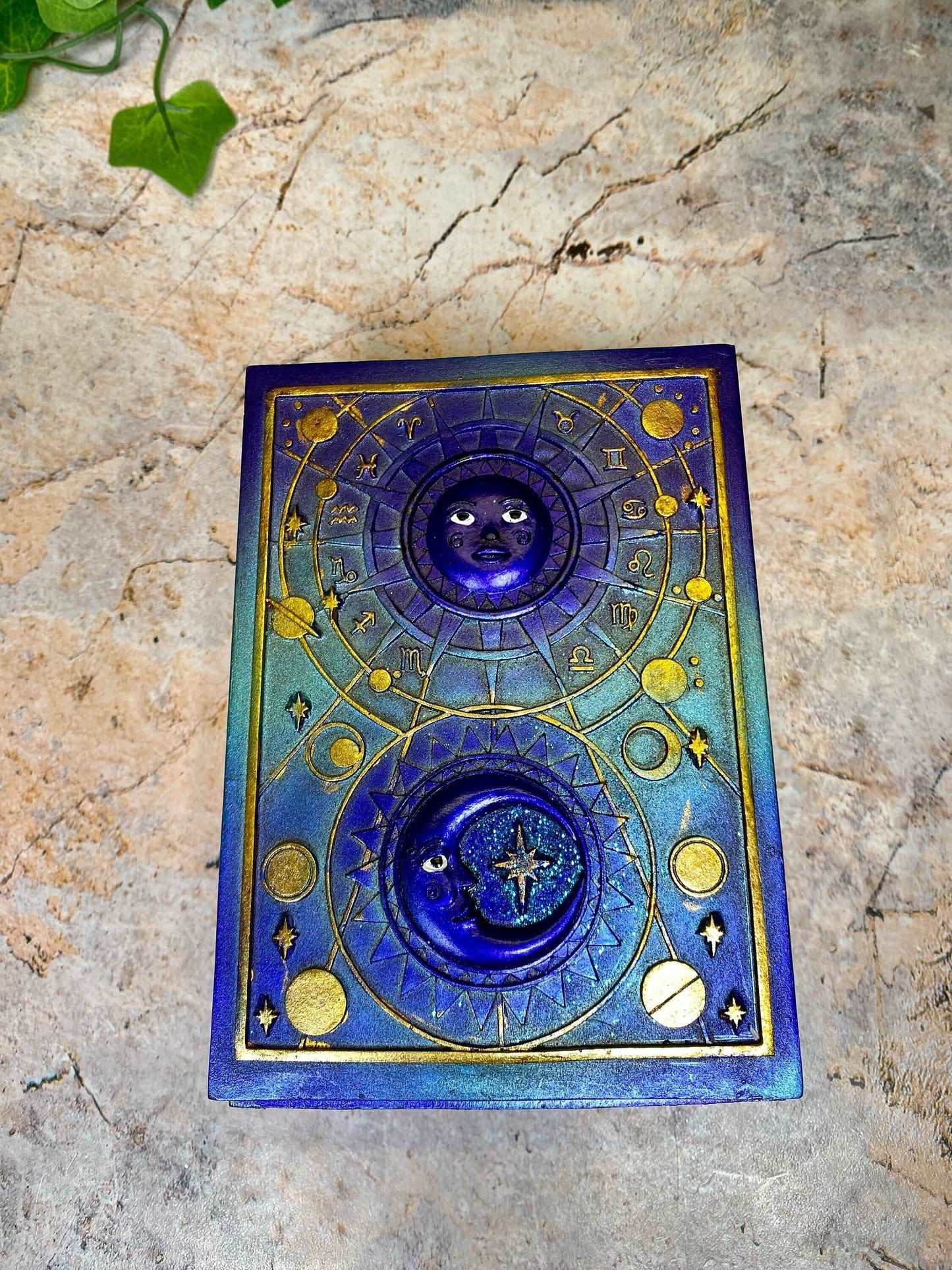 Astral Celestial Resin Box, Mystical Astrology Trinket Holder, Enchanted Zodiac Keepsake Box, Magic Moon and Stars Storage Case