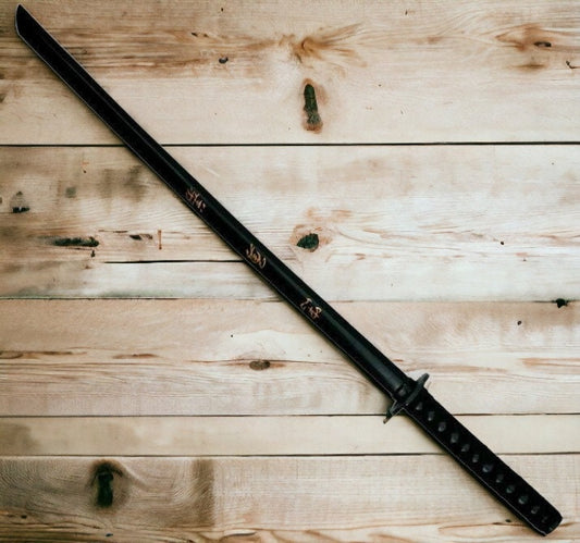 Handgefertigtes Bushido-Trainingsschwert, traditionelles Übungs-Katana aus Holz, mit chinesischen Symbolen graviert, authentisches Kampfsport-Accessoire