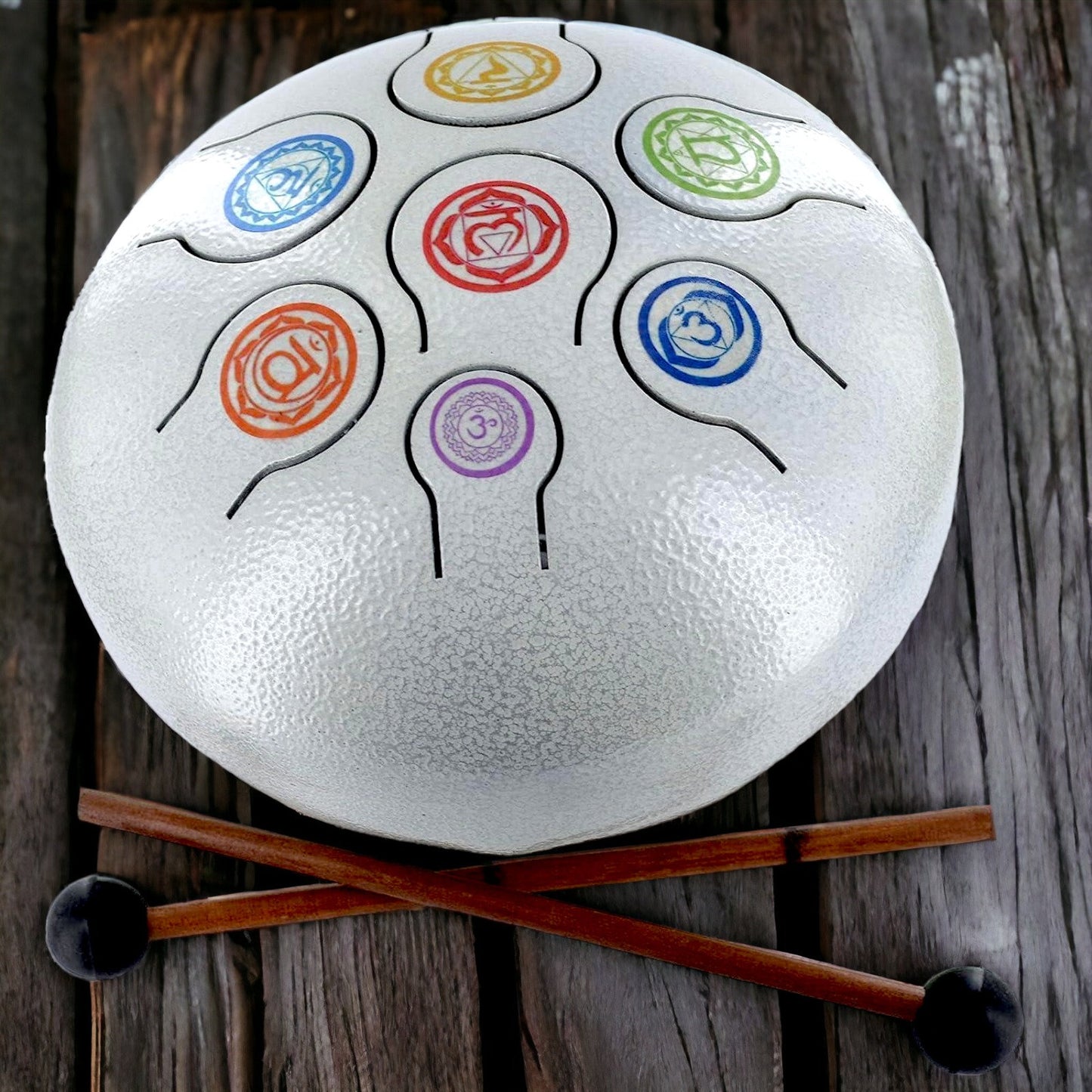 Handgefertigte Chakra-ausgleichende Stahlzungentrommel | Beruhigendes Meditations-Yoga-Handpan-Instrument | Heilende Klangtherapie mit Schlägeln und Etui