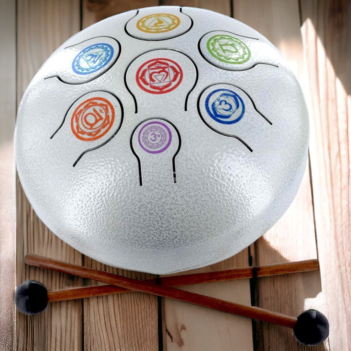 Handgefertigte Chakra-ausgleichende Stahlzungentrommel | Beruhigendes Meditations-Yoga-Handpan-Instrument | Heilende Klangtherapie mit Schlägeln und Etui