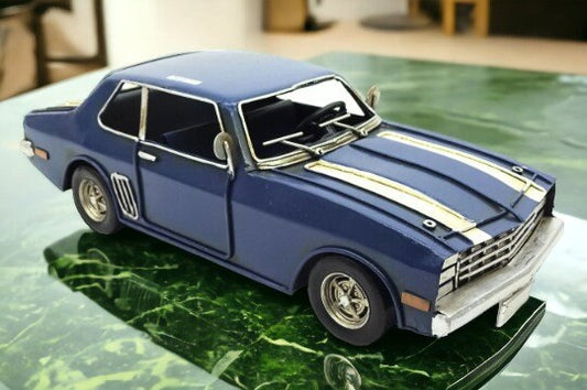 Vintage Blue Muscle Car Model - Classic Metal Replica, Collector's Edition Detailed Vehicle, Nostalgic Americana Automobile Decor