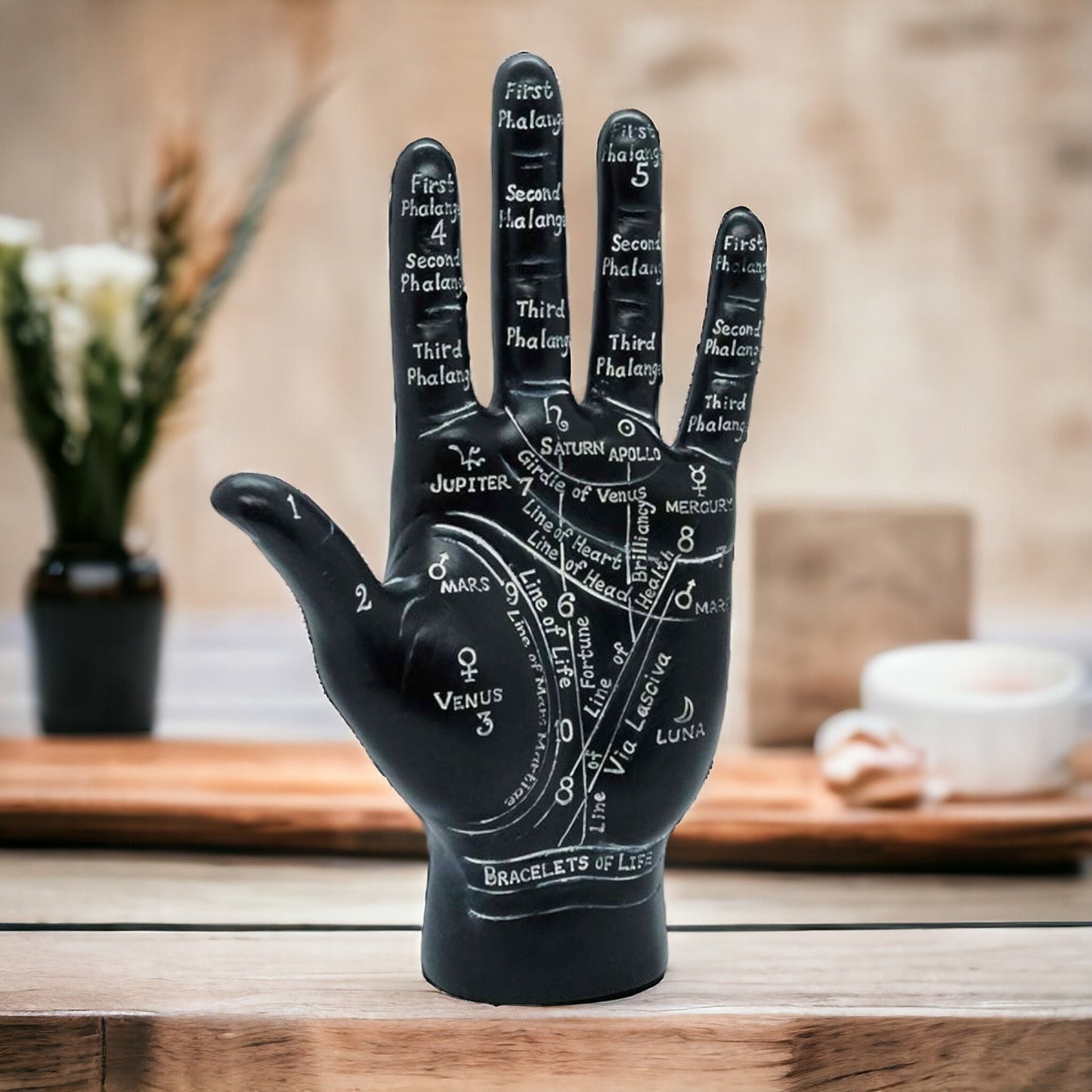 Handstatue aus Handlesen, Astrologische Wahrsageanleitung, Mystisches Chiromantie-Dekor, Okkultes spirituelles Geschenk, Sternzeichen Esoterische Kunst Wahrsagerei