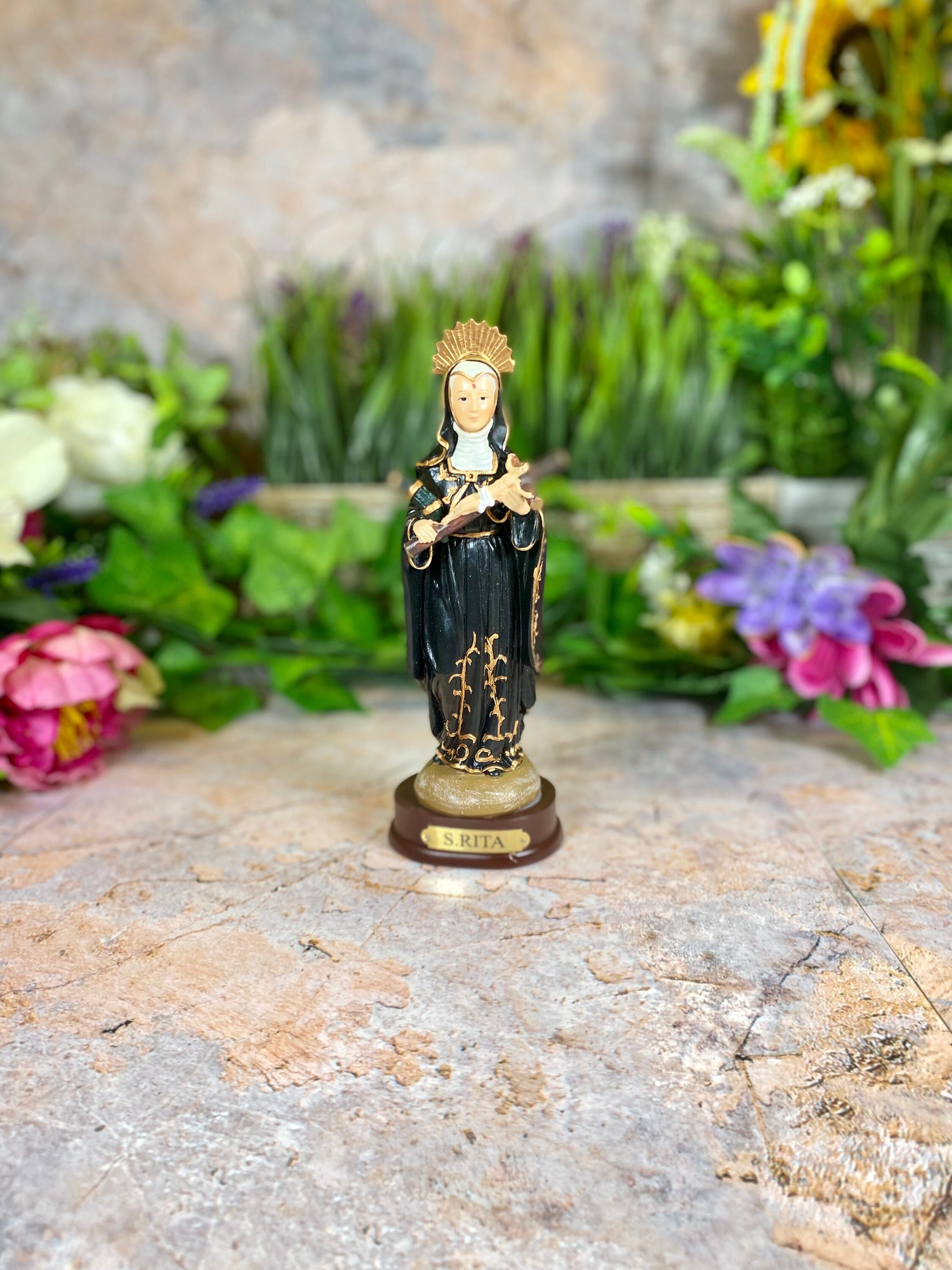 Saint Rita of Cascia Resin Statue, Patron Saint of Impossible Causes, Handcrafted Religious Figurine, Spiritual Decor, Christian Art-Osiris Craftworks