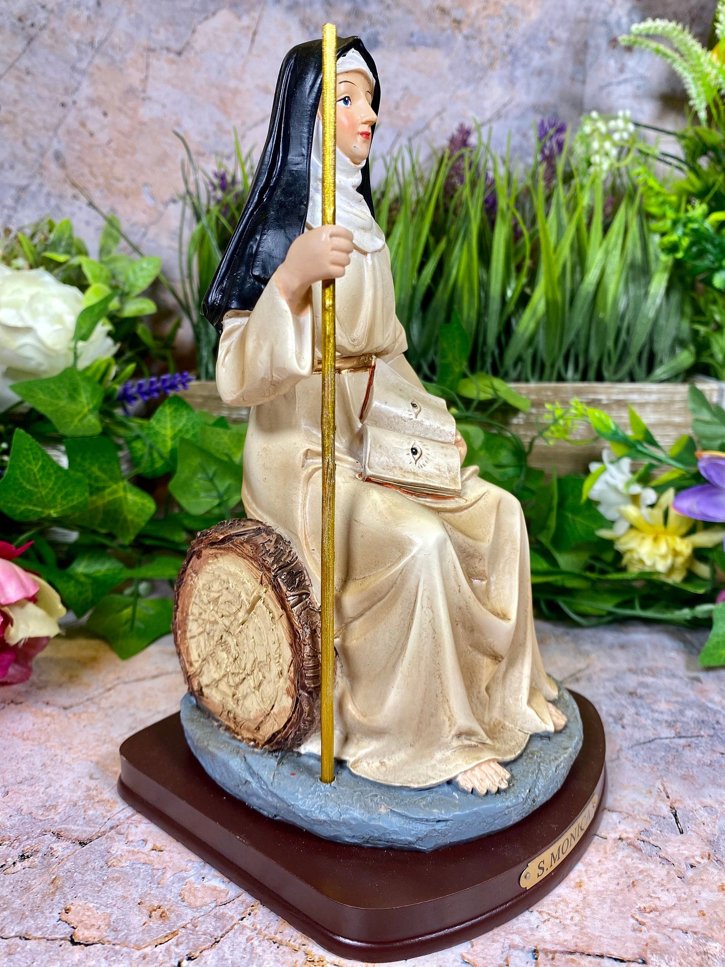 Saint Monica Resin Statue, Patroness of Mothers and Wives, Hand-Painted Figurine, Christian Home Decor, Inspirational Religious Art-Osiris Craftworks