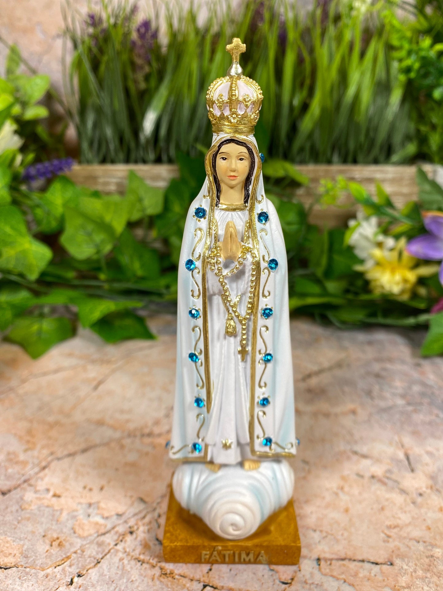 Elegant Our Lady of Fatima Resin Statue, Hand-Painted Marian Figurine, Religious Icon, Blessed Virgin Mary Sculpture, Catholic Decor-Osiris Craftworks