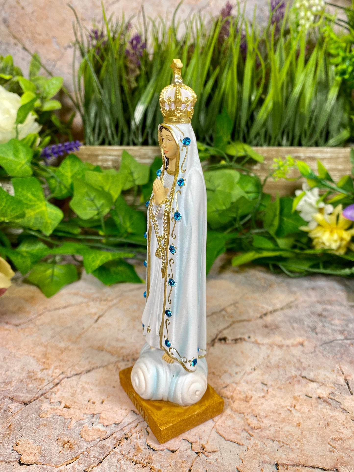 Elegant Our Lady of Fatima Resin Statue, Hand-Painted Marian Figurine, Religious Icon, Blessed Virgin Mary Sculpture, Catholic Decor-Osiris Craftworks