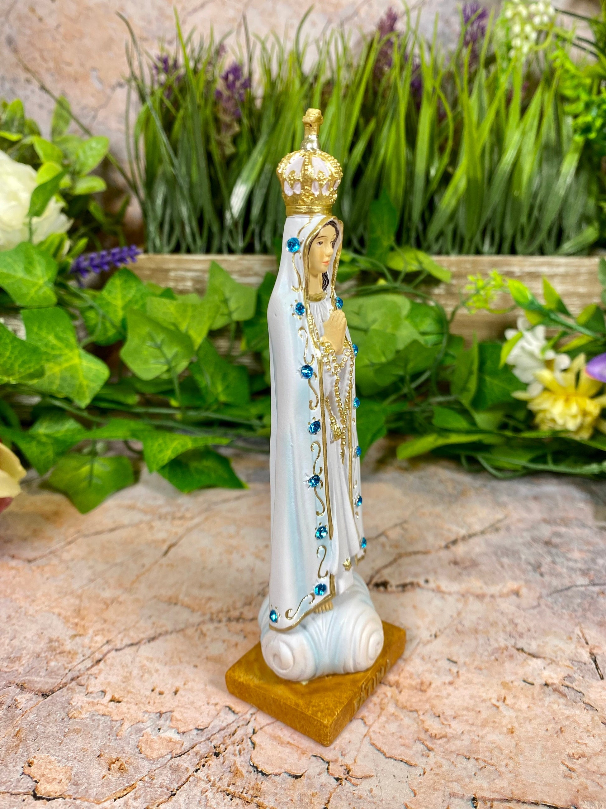 Elegant Our Lady of Fatima Resin Statue, Hand-Painted Marian Figurine, Religious Icon, Blessed Virgin Mary Sculpture, Catholic Decor-Osiris Craftworks