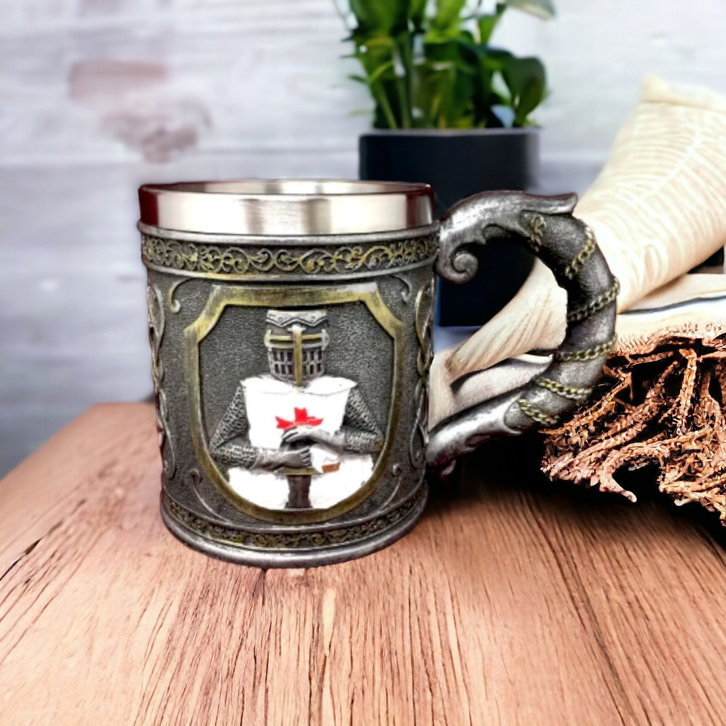 Medieval Knight Templar Crusader Tankard - A Majestic and Ornate Beer Glass Stein for Medieval Table Decor-Osiris Craftworks