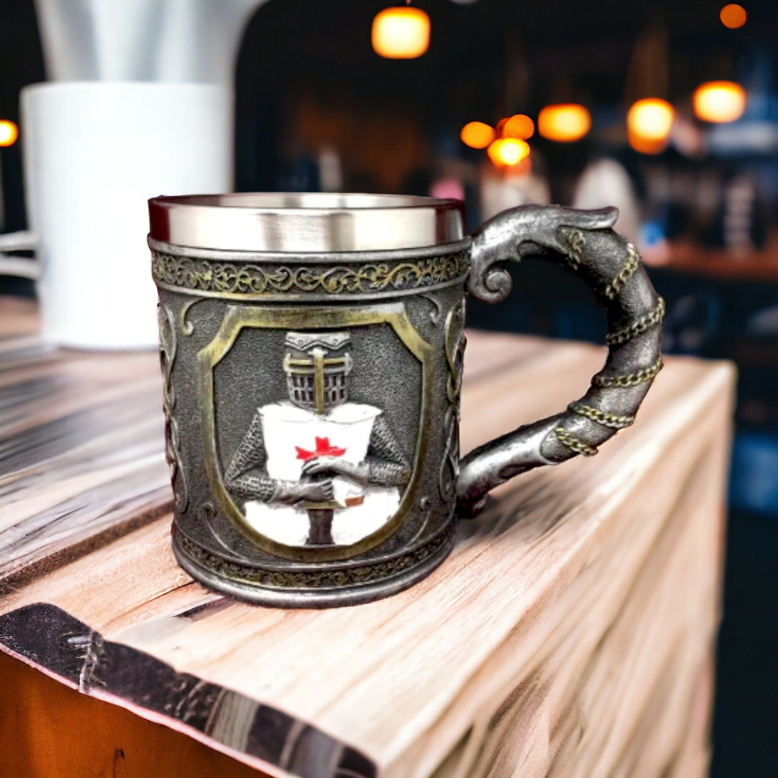 Medieval Knight Templar Crusader Tankard - A Majestic and Ornate Beer Glass Stein for Medieval Table Decor-Osiris Craftworks