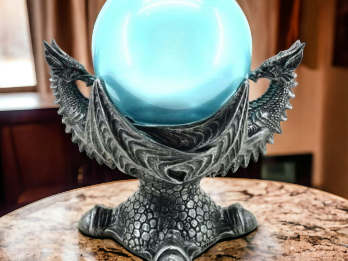 Enchanted LED Dragon & Crystal Sphere Mystical Light-Up Resin Figurine, Fantasy Home Decor, Magical Orb Display