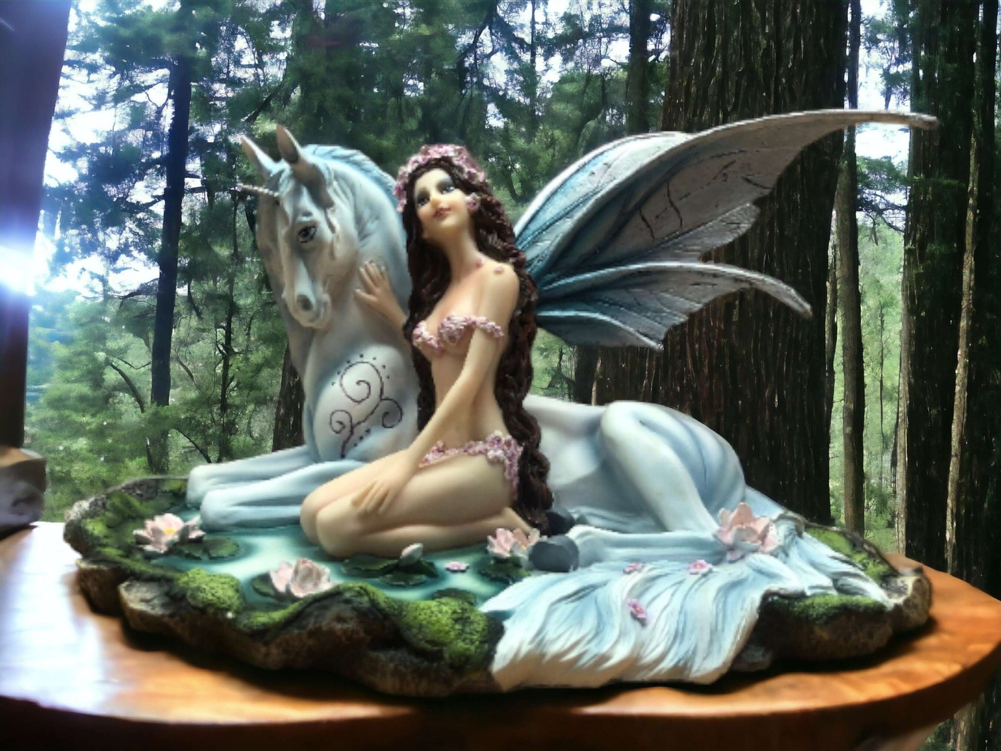 Handcrafted Resin Sculpture Enchanted Fairy & Unicorn Figurine Fantasy Art Decor Mystical Home Accent, Unique Gift Idea-Osiris Craftworks