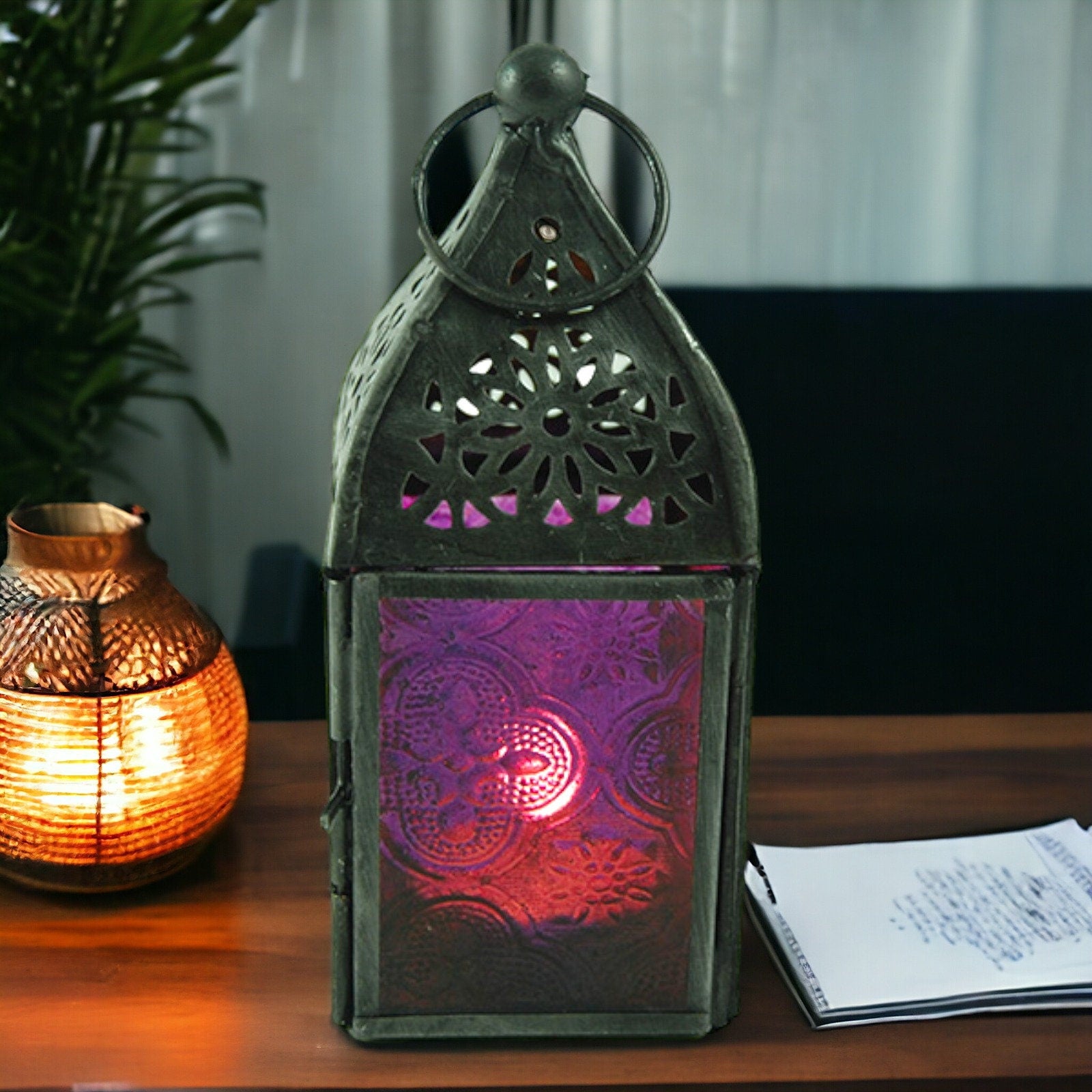 Moroccan Tealight Lantern - Exotic Candle Holder, Artisan Crafted, Mystical Ambient Lighting, Intricate Design, Home Decor Accent Boho Chic-Osiris Craftworks