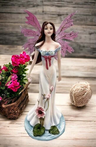 Elegant Spring Blossom Fairy Statue, Ethereal Graceful Flower Spirit Figurine, Enchanted Faerie Collectible, Whimsical Home Décor Piece-Osiris Craftworks