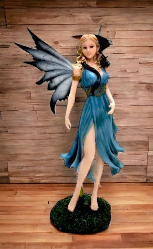 Mystic Dragon Companion Fairy Figurine, Majestic Blue Enchantress with Dragonling, Fantasy Realm Decor, Magical Forest Nymph Mythical Statue-Osiris Craftworks