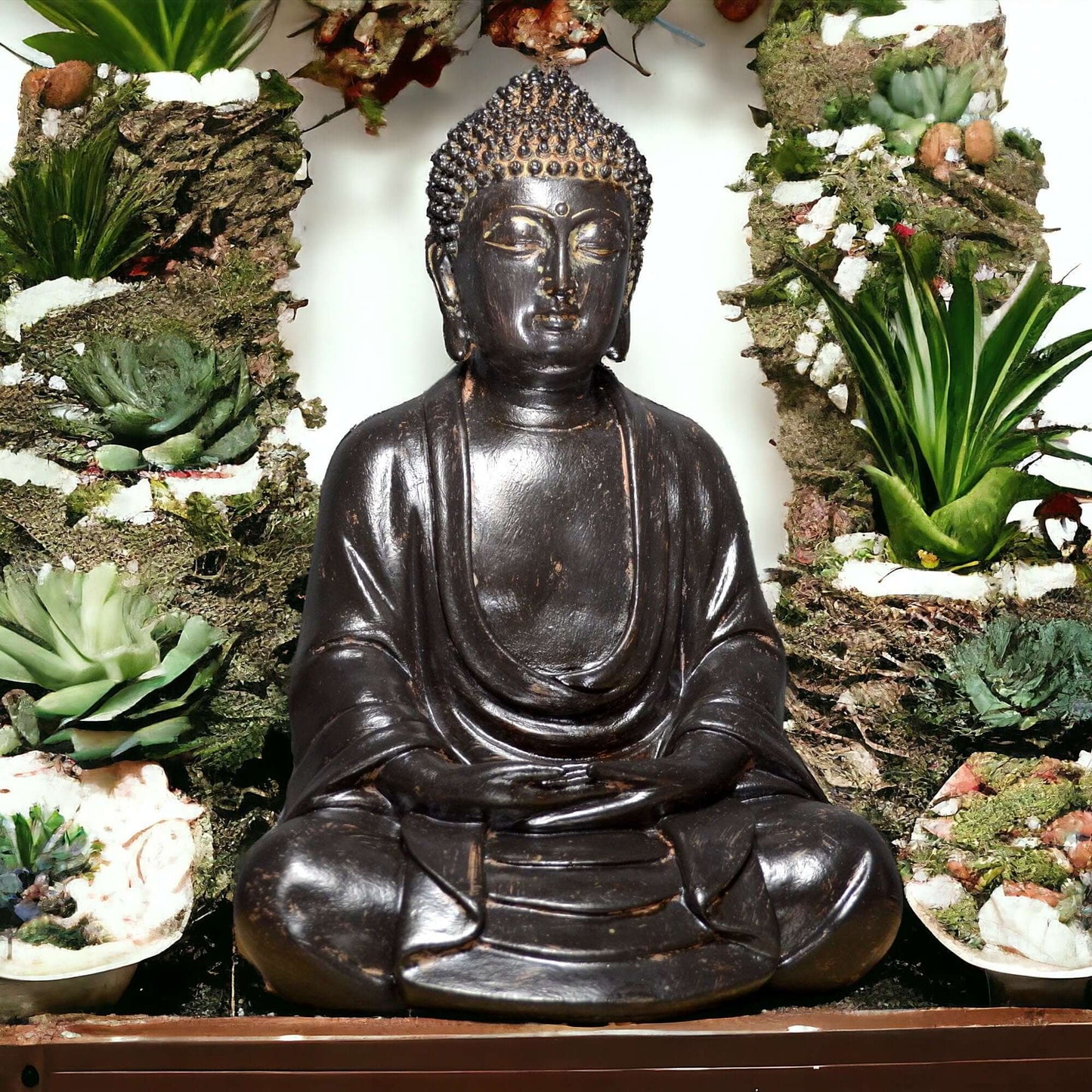 Serene Meditating Buddha Statue – Antique Finish Handcrafted Resin, Zen Home Decor, Mindfulness Gift, Spiritual Altar Art-Osiris Craftworks