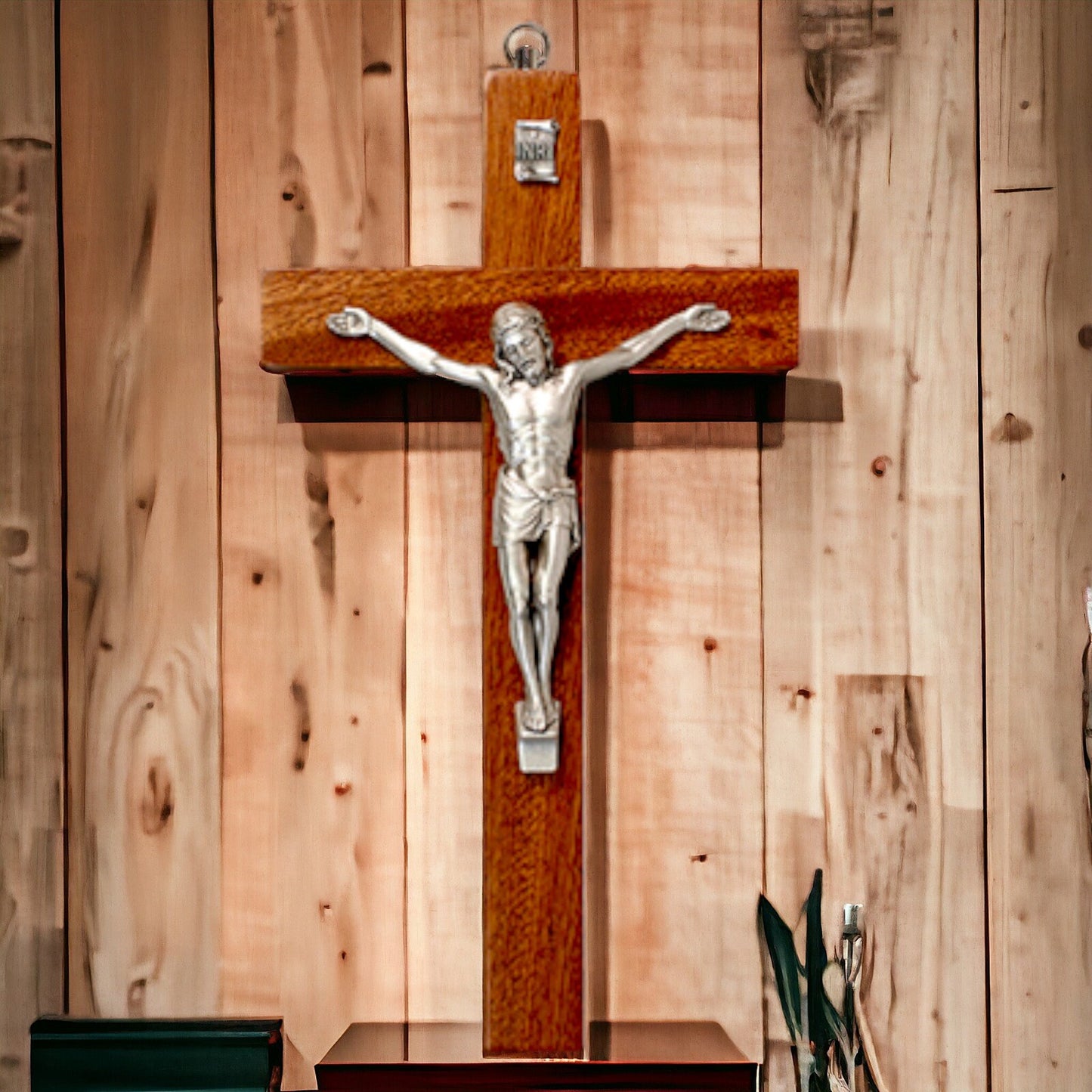 Mahogany Wood Cross | Elegant Crucifix | Religious Wall Decor | Christian Symbol | Church & Home Spiritual Art-Osiris Craftworks